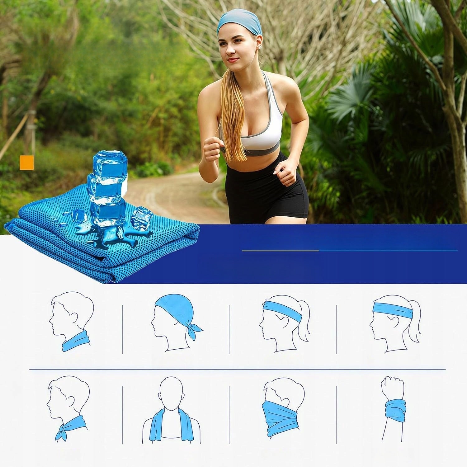 Sports Cooling Towel For Gym Training Yoga Exercise Bike 120cm Color blue