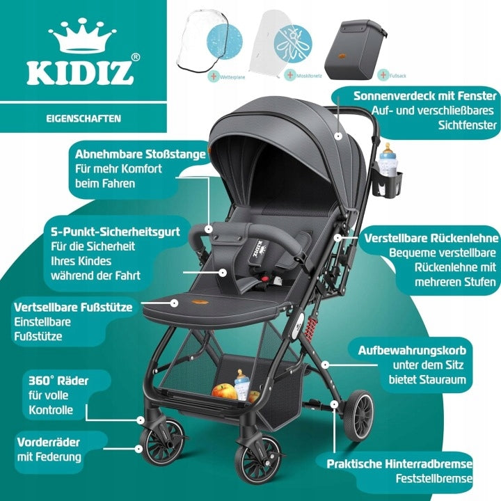 Sports STROLLER Folding with Cover and Baseball Cap Brand KIDIZ