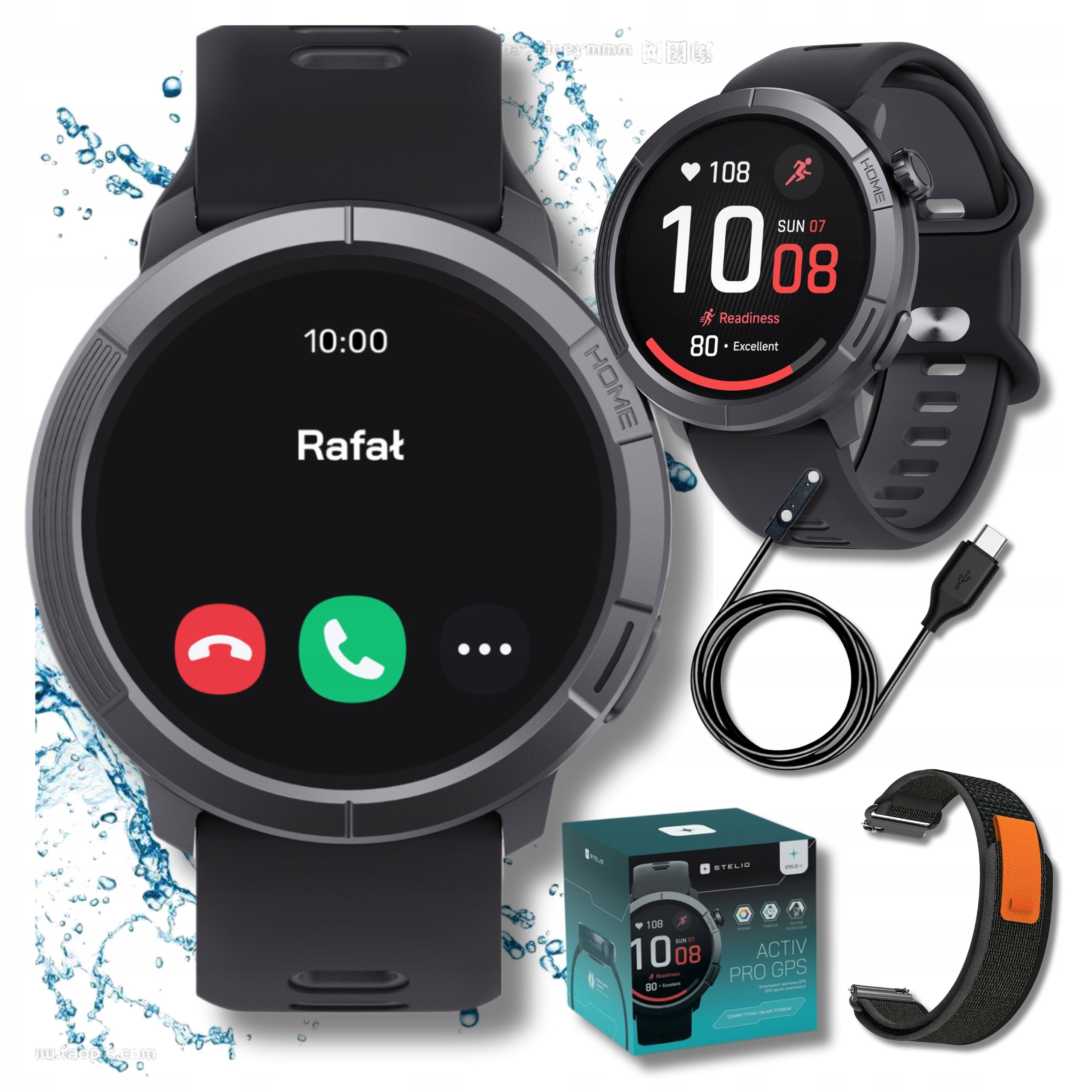 Sports Smartwatch STELIO PRO AI 46mm GPS AMOLED Black TALK Titanium