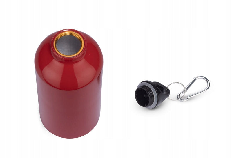 Sports Travel BOTTLE 500 ml aluminium with carabiner hook Color red