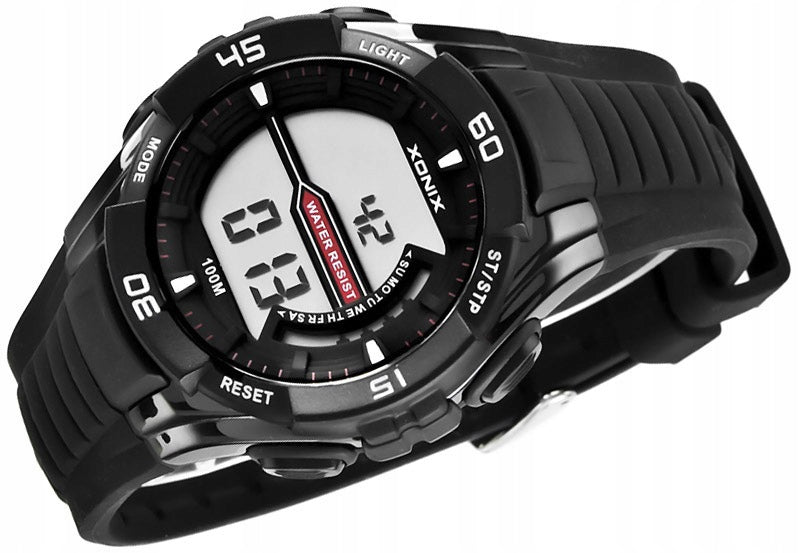 Sports Watch Black Men's Running Stopwatch Waterproof Alarm Additional features nickel-free