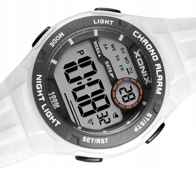 Sports Watch White Women's Anti-Allergic Lightweight Timer Waterproof Additional features nickel-free