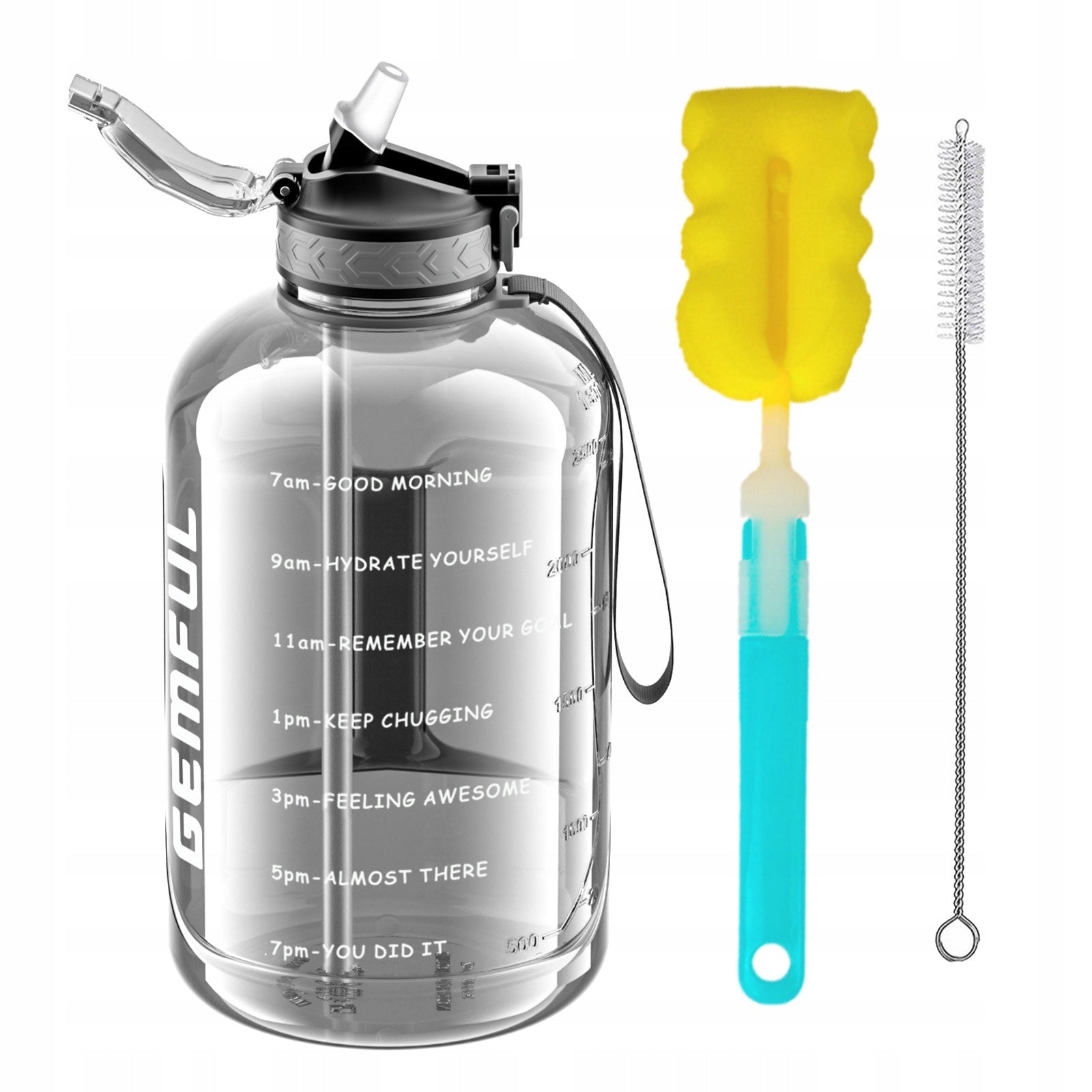 Sports Water Bottle with Straw Wide Mouth Big Gym Jug for Men and Women