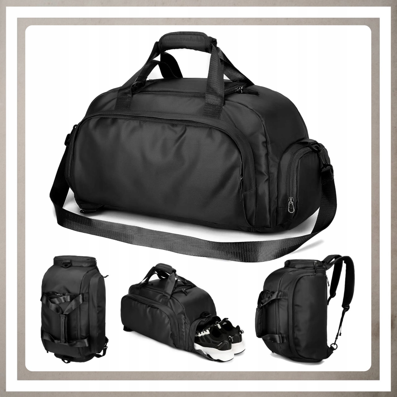 Sports bag fitnes for training gym travel shoulder roomy Black Brand no brand