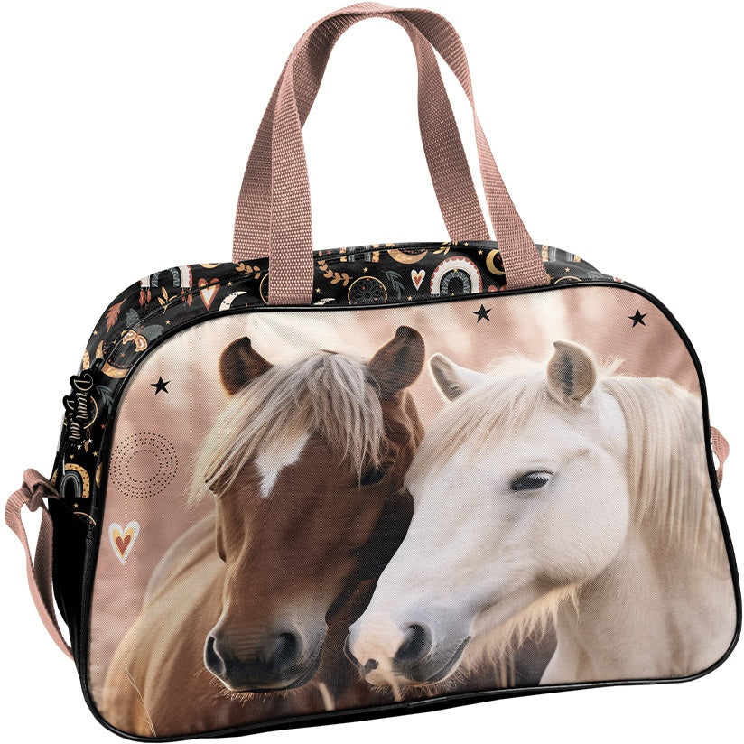 Sports bag for children girls for travel pool Horses with horse