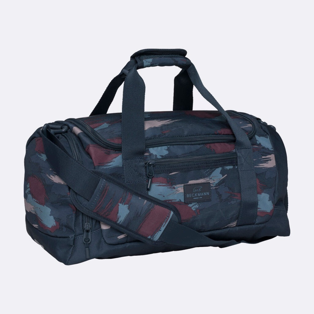 Sports bag for training, blue with brush effect