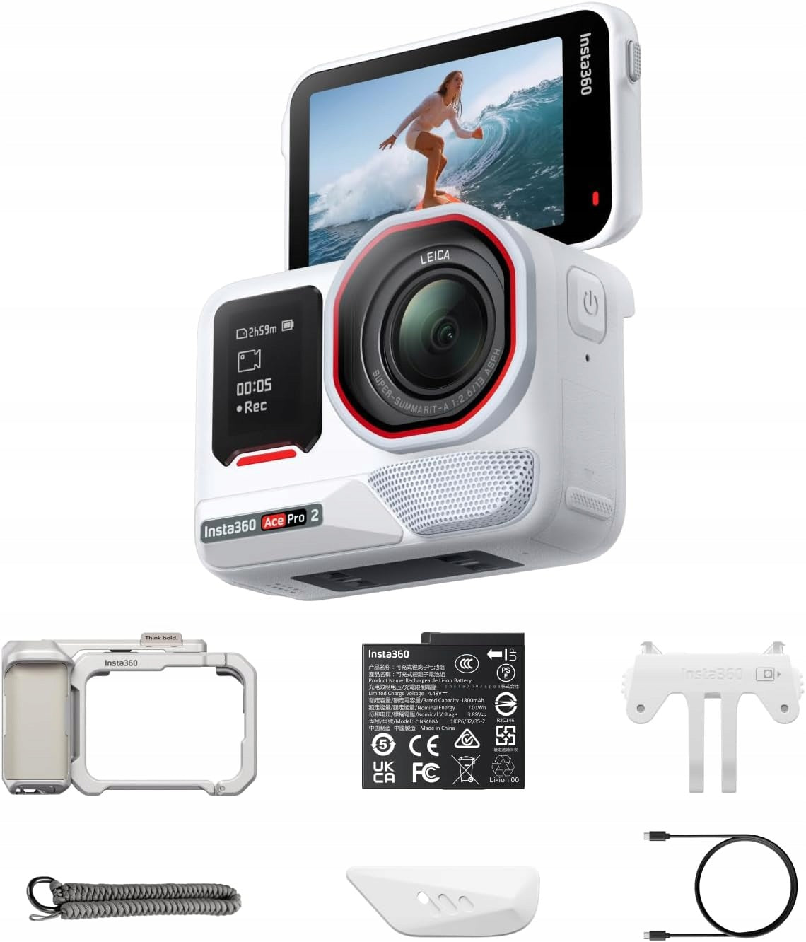 Sports camera Insta360 Ace Pro 2 8K Xplorer Bundle Arctic White SET