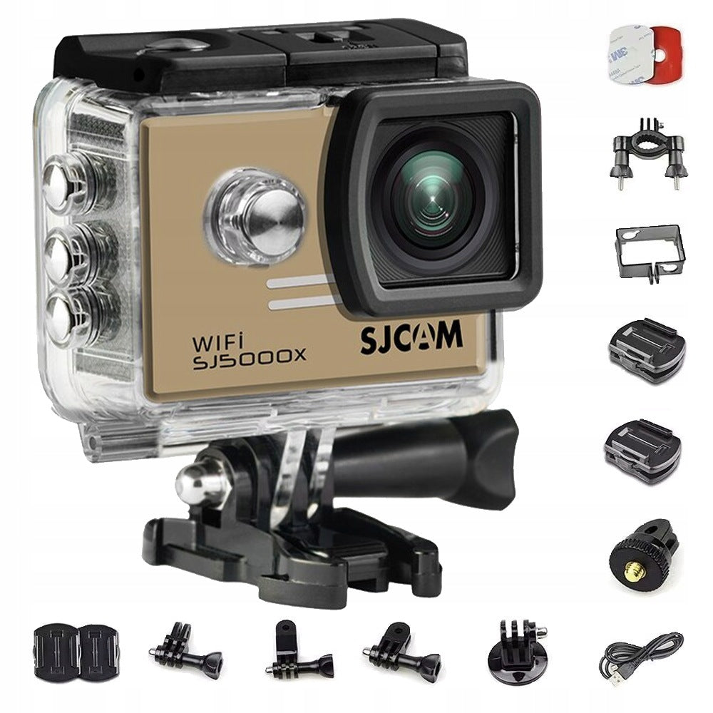 Sports camera SJCAM SJ5000X GOLD WIFI 4K UHD (carmode) + accessories