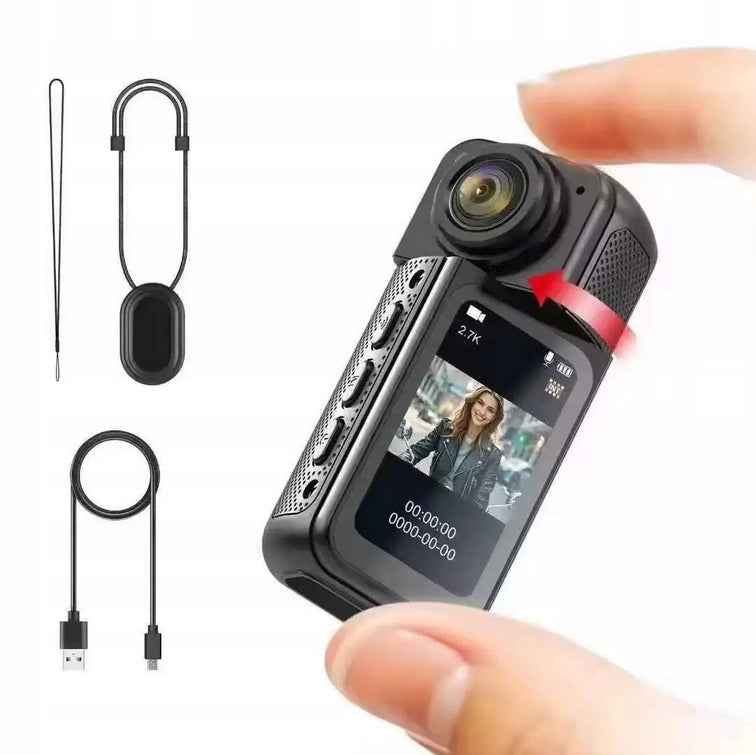 Sports camera mini 2.7K WiFi magnetic 180° rotating BLACK AKCESORIA