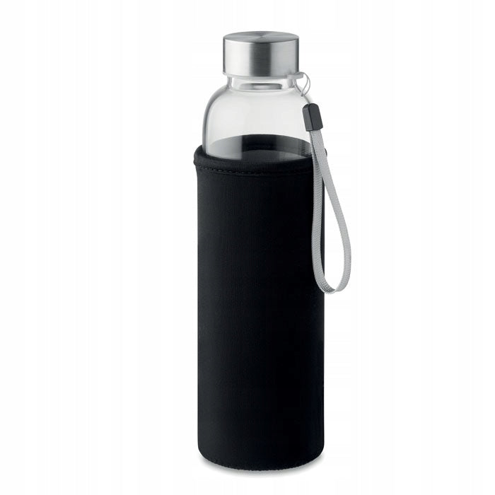 Sports glass bottle with tea strainer herbs 500 ml neoprene cover Packaging status original