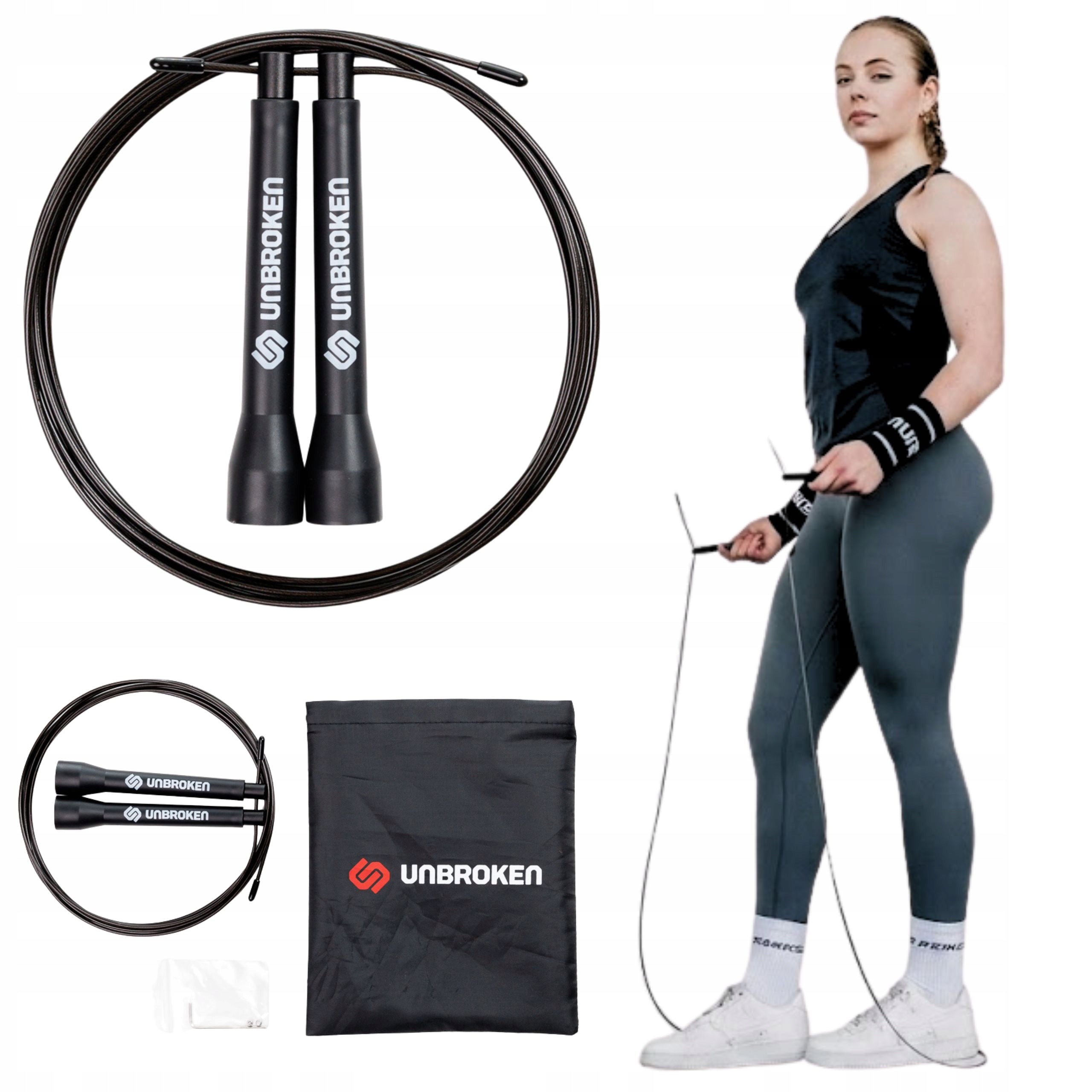 Sports training jump rope light 3m UNBROKEN SR-U0 Black