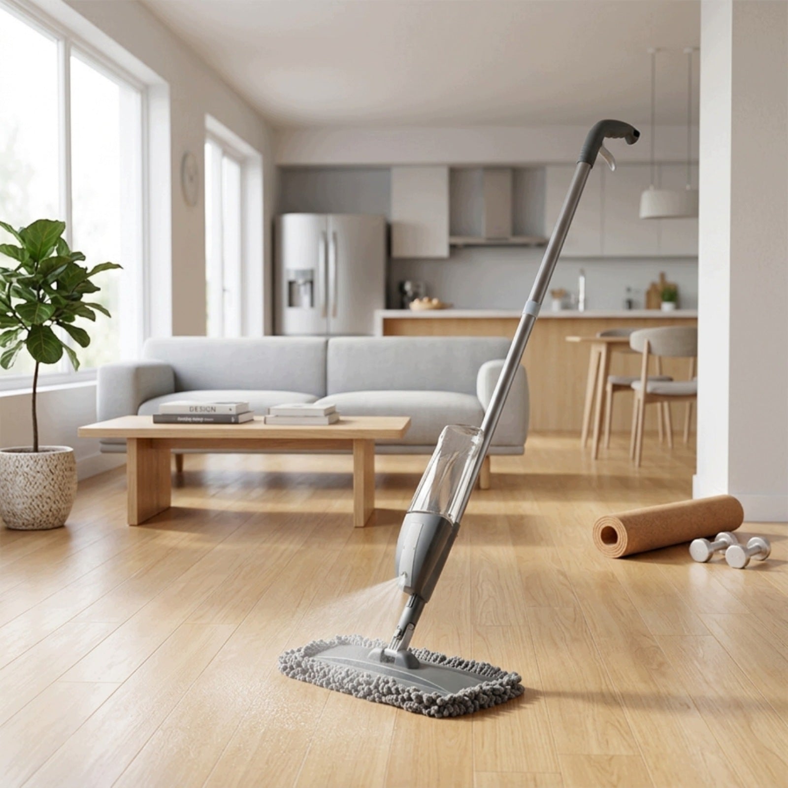 Spray Mop with Microfiber Pad 360-Degree Swivel for Wood Floors, Homeowners Packaging status original