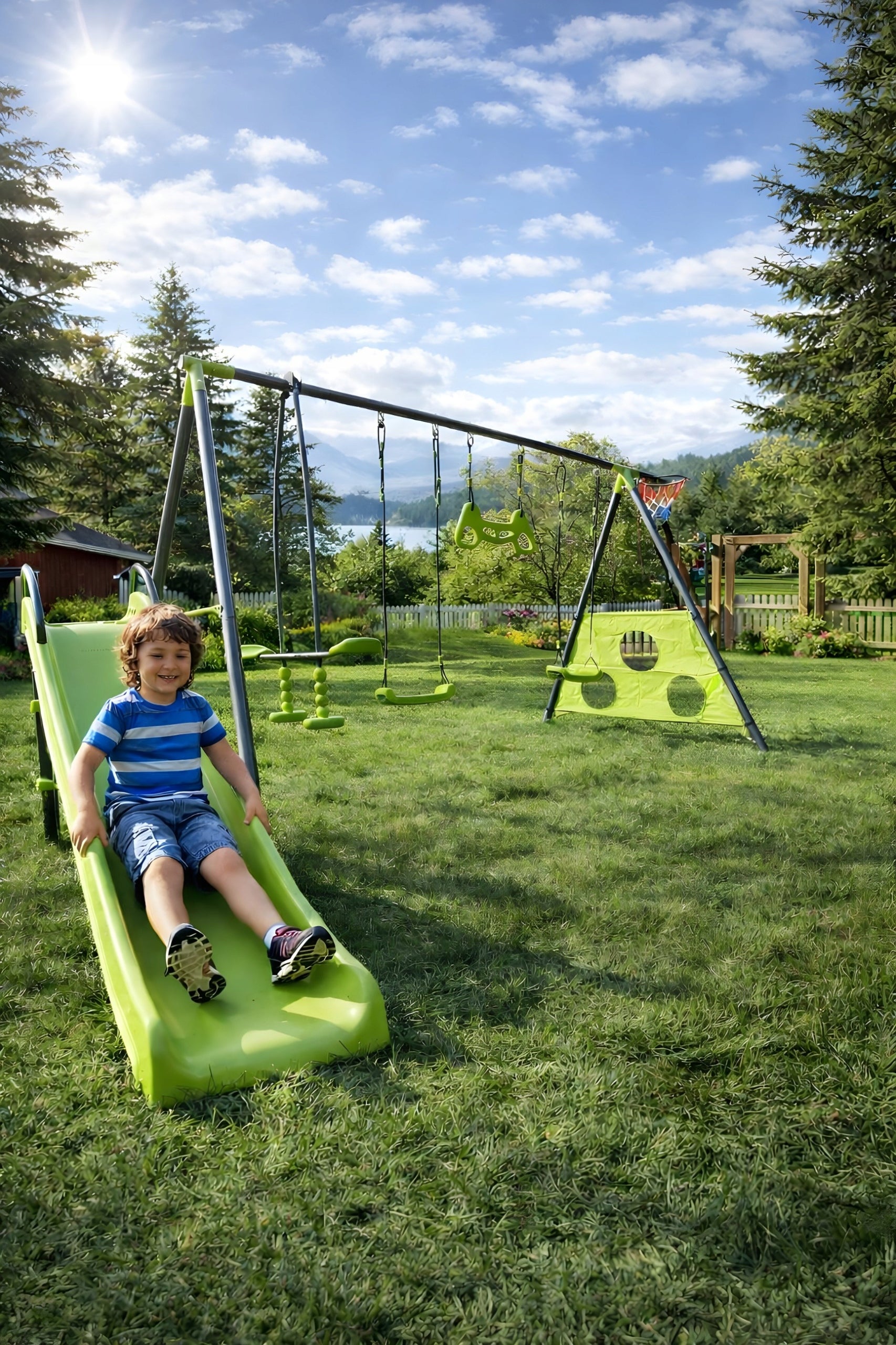 Square Toys For Children's Garden Deluxe Max | Trapezium Swing Slide Brand Małpiszon