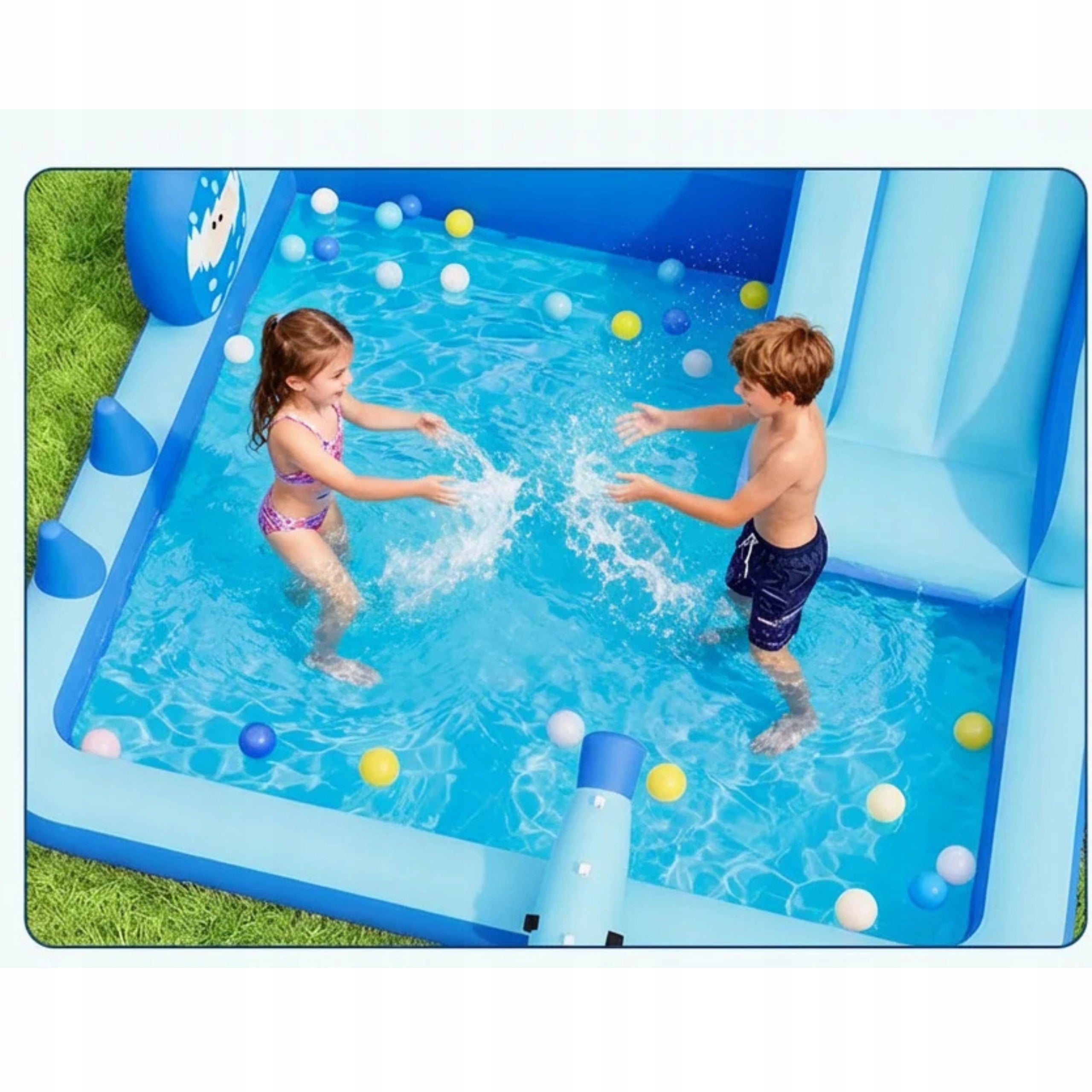 Square Toys Inflatable Castle Dinosaur Water Slide Pool 376x381x254 cm Kid's age 3+ years