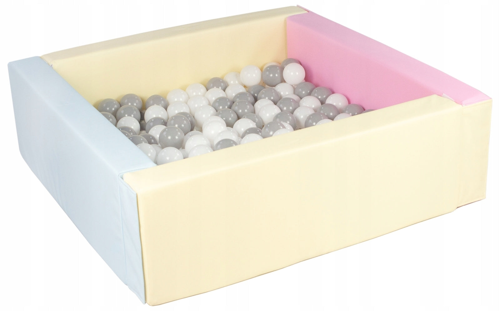 Square eco-leather dry pool with 200 balls (pink, blue, yellow Manufacturer code 24401_20k.21k.22k-1.9