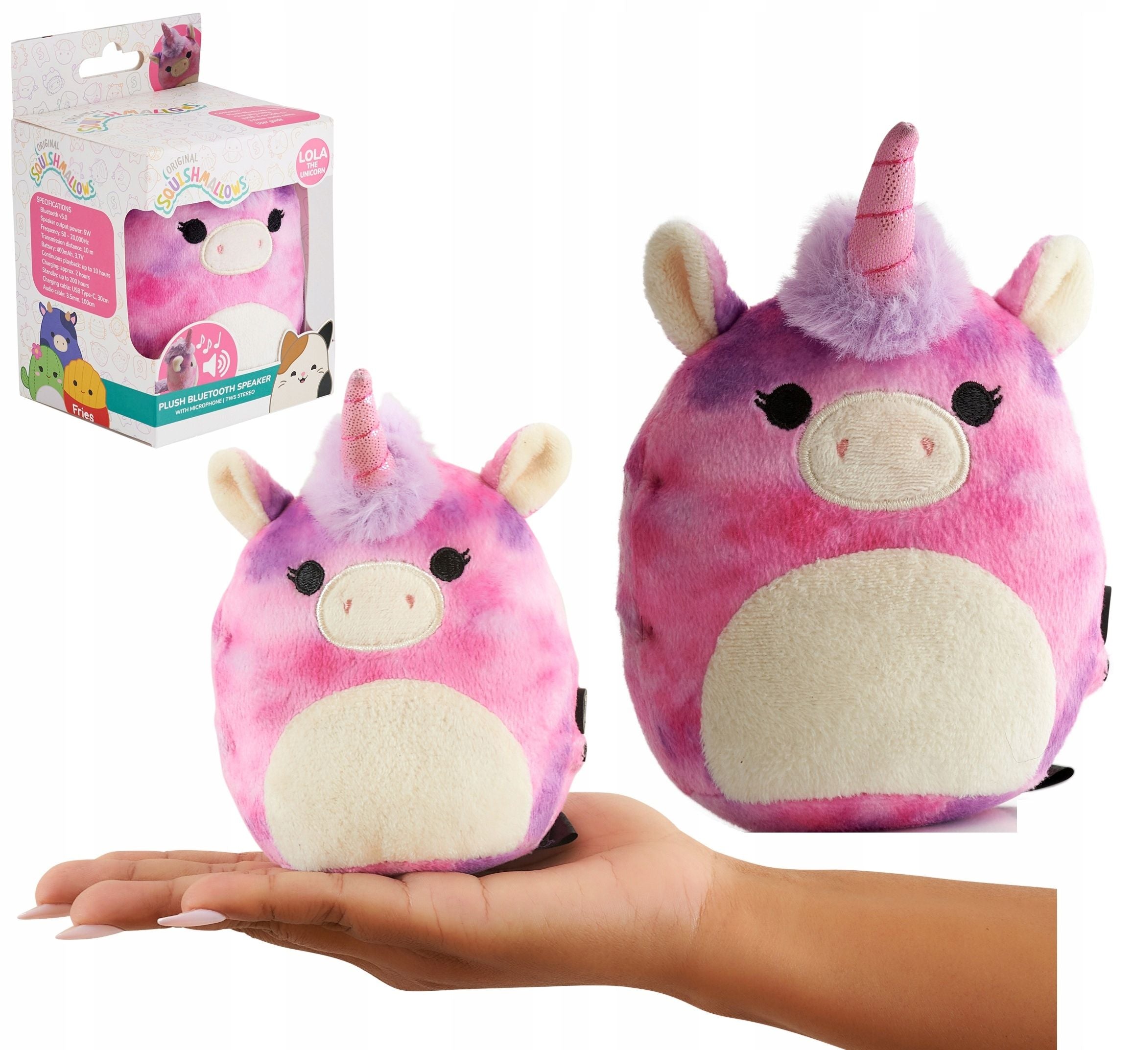Squishmallows Unicorn Bluetooth Speaker 5.0 Plush Toy up to 10m 400mAh