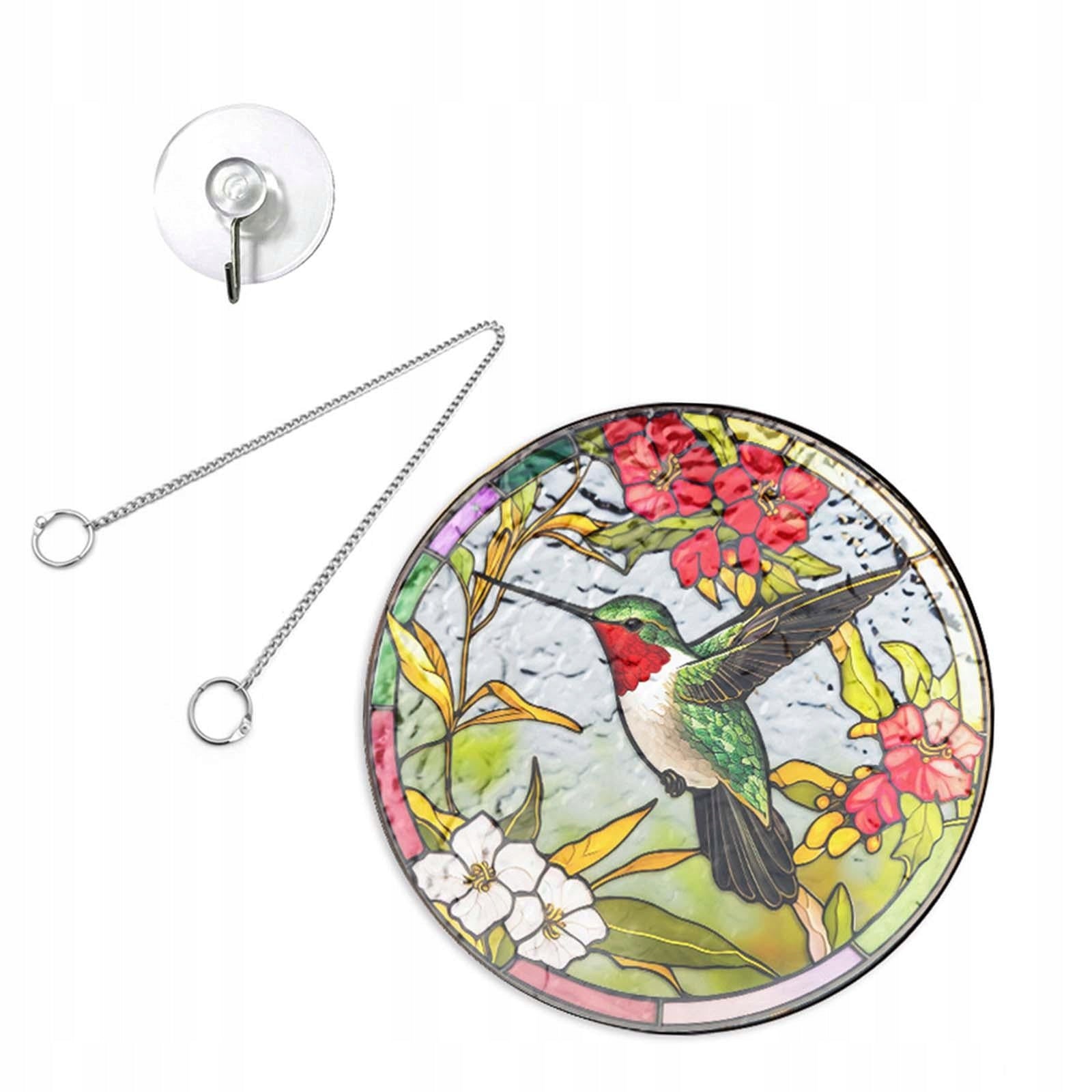 Stained Glass Window Hanging Decor Bird Hanging Ornament for Door Style D Manufacturer no brand