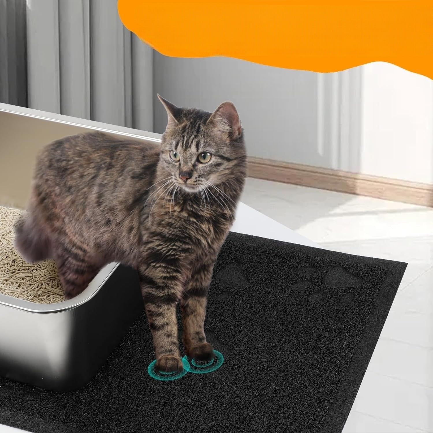 Stainless Steel Cat Cuvette Set Dustpan Mat Covered 45x35x15cm Model BS0937-PER