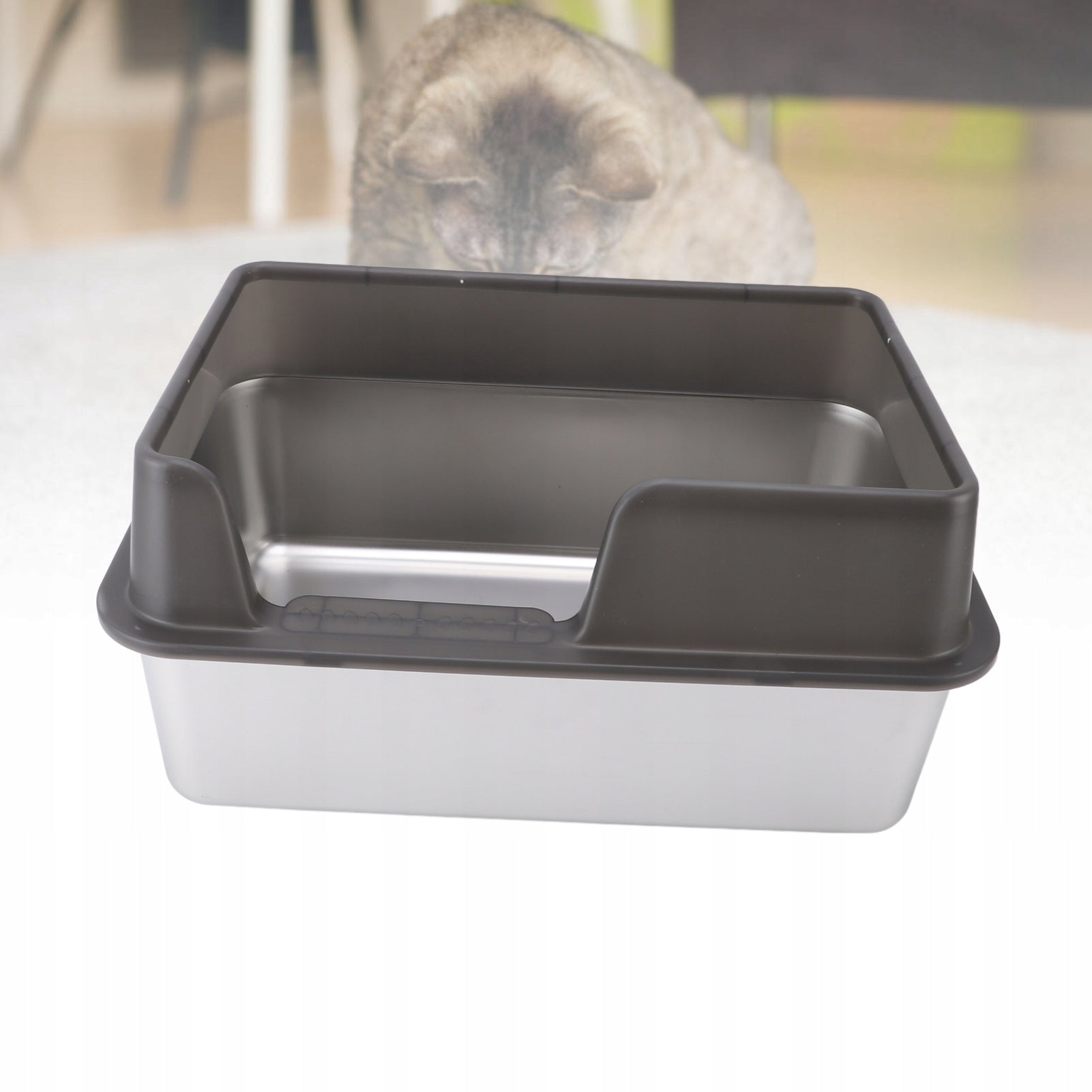Stainless Steel Cat Cuvette, Top Open, Large, Black Model 0770913991671