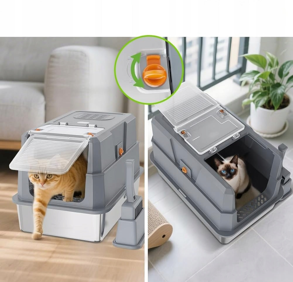 Stainless Steel Closed Cat Cuvette 58x37,5x37 cm SPATULA XL Color gray