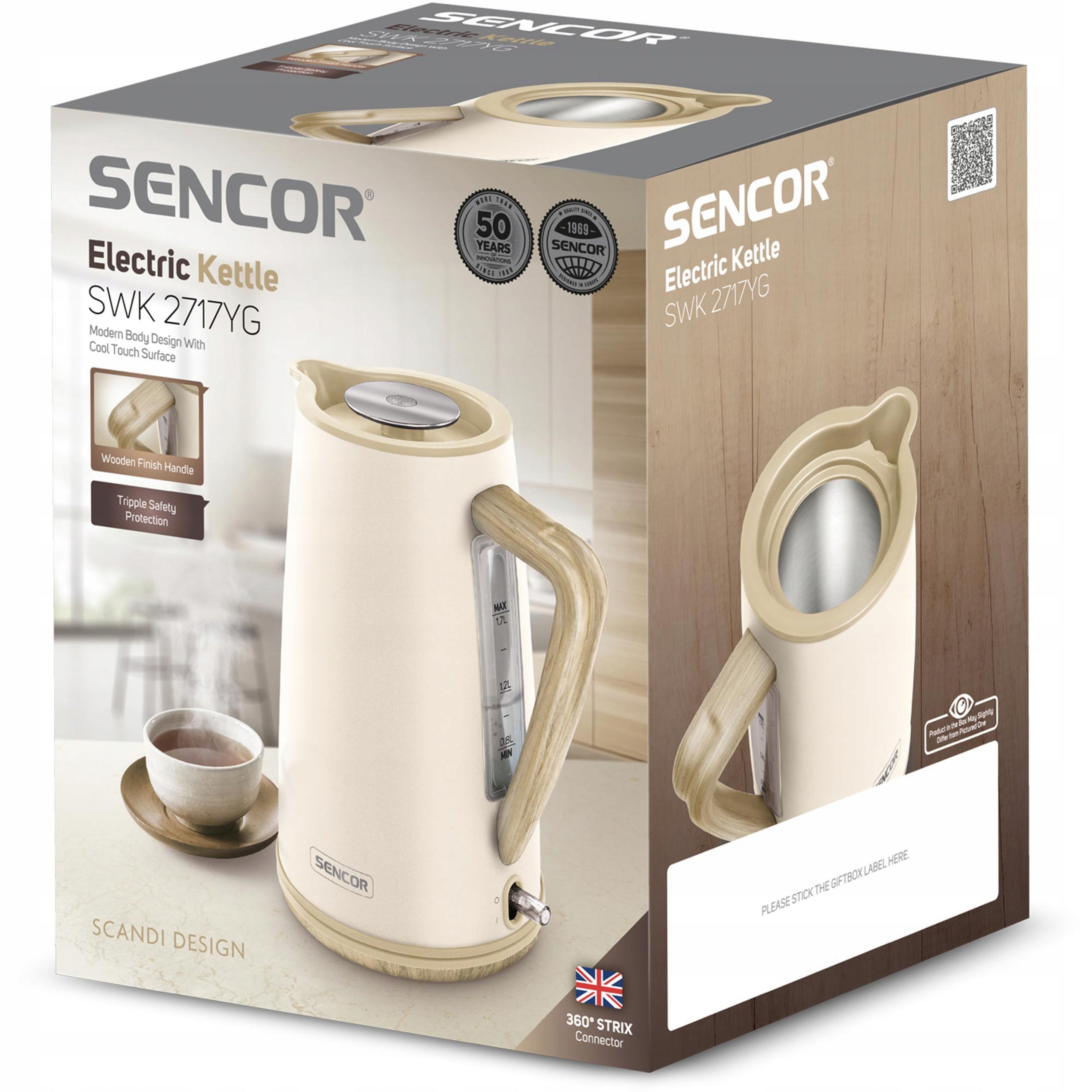 Stainless Steel Electric Kettle Sencor SWK 2717YG 1,7L STIX 360 Packaging status original