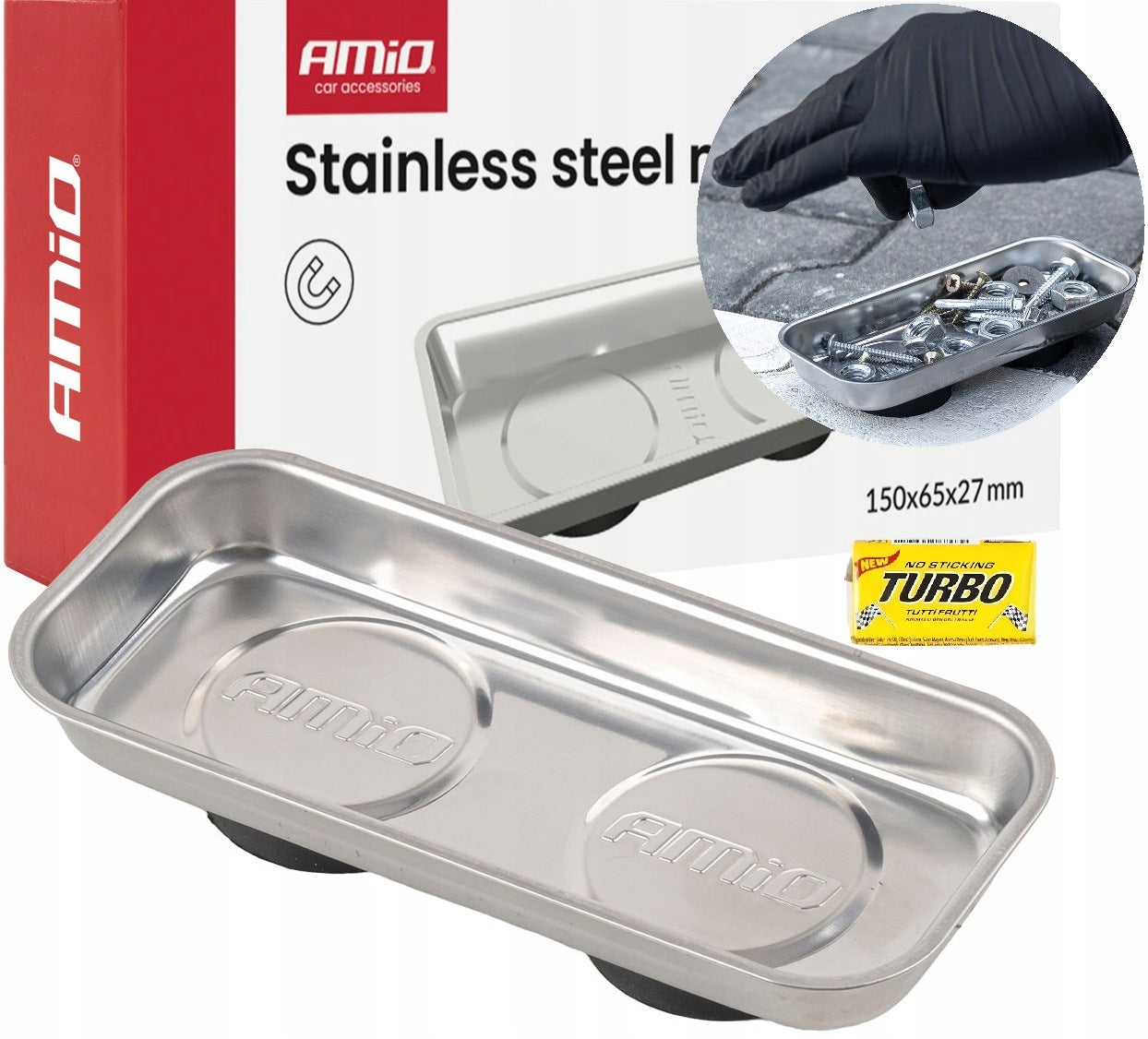 Stainless Steel Rectangular Magnetic Tray Bowl 150x65x27mm