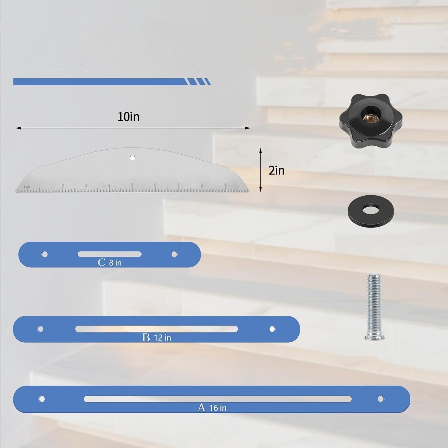 Stair Measuring Template Stair Tread Template 11-60 inches-blue Manufacturer code All-in-oneMart