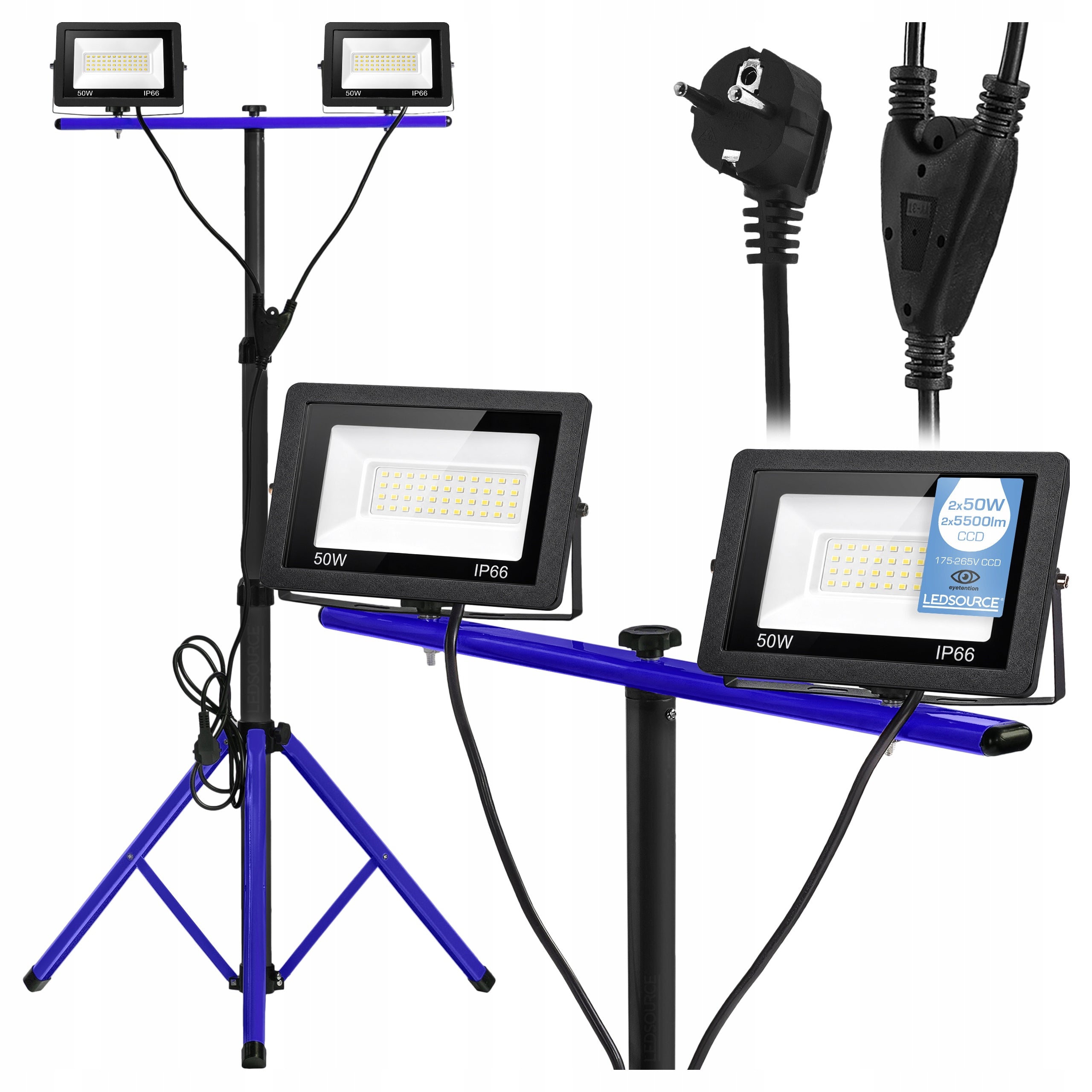 Stand Tripod 100W Floodlight Work Lamp Halogen Construction With Plug
