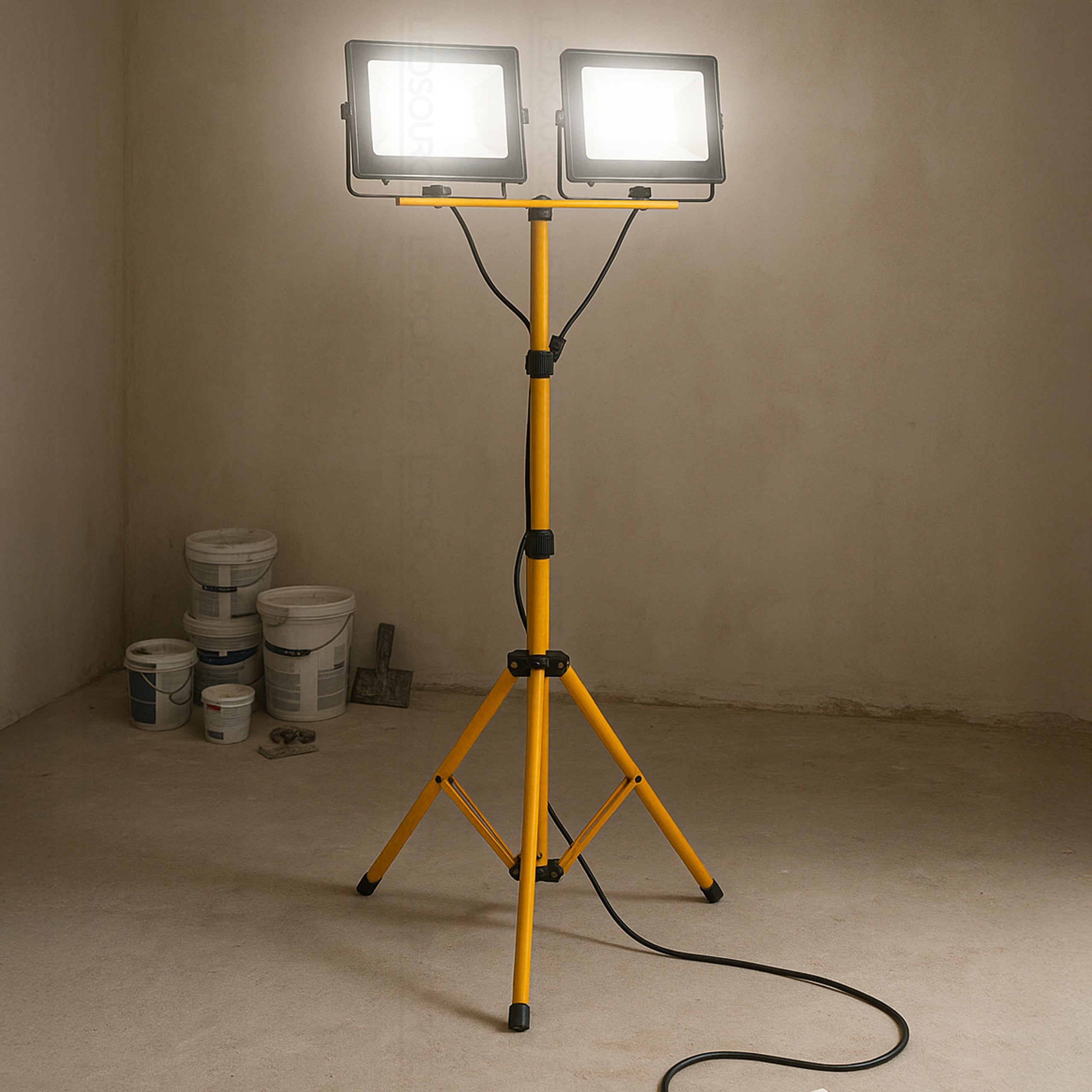 Stand Tripod 200W LED Floodlight Work Lamp Halogen Construction 2x 100W Brand LEDSOURCE