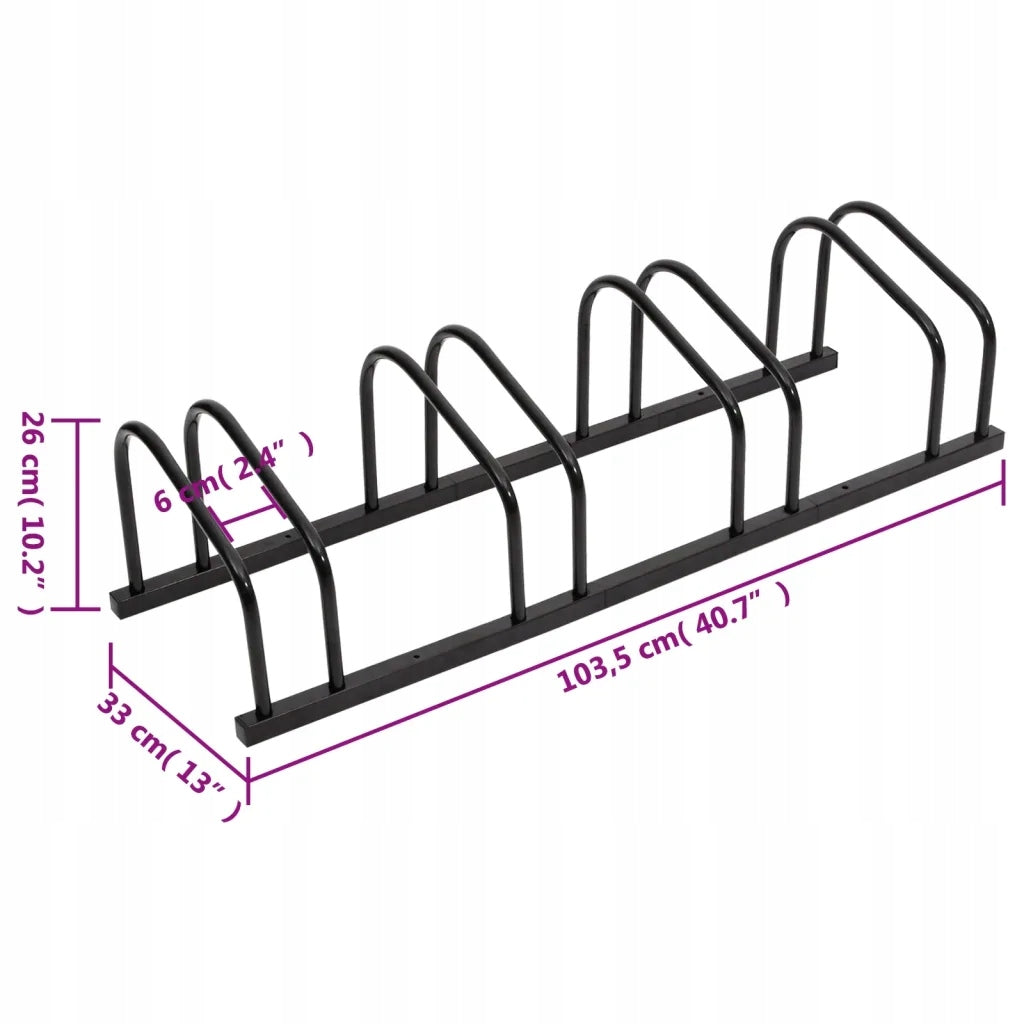 Stand for 4 bikes, black, steel Product weight with unit packaging 4.34 kg