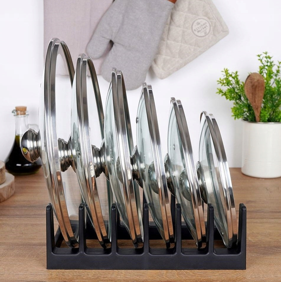 Stand, lids, plates, kitchen organizer, black Kind other