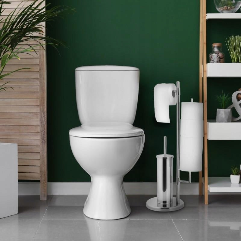 Stand toilet paper holder and toilet brush 3in1 silver chrome 3 rolls EAN (GTIN) 5904202151223
