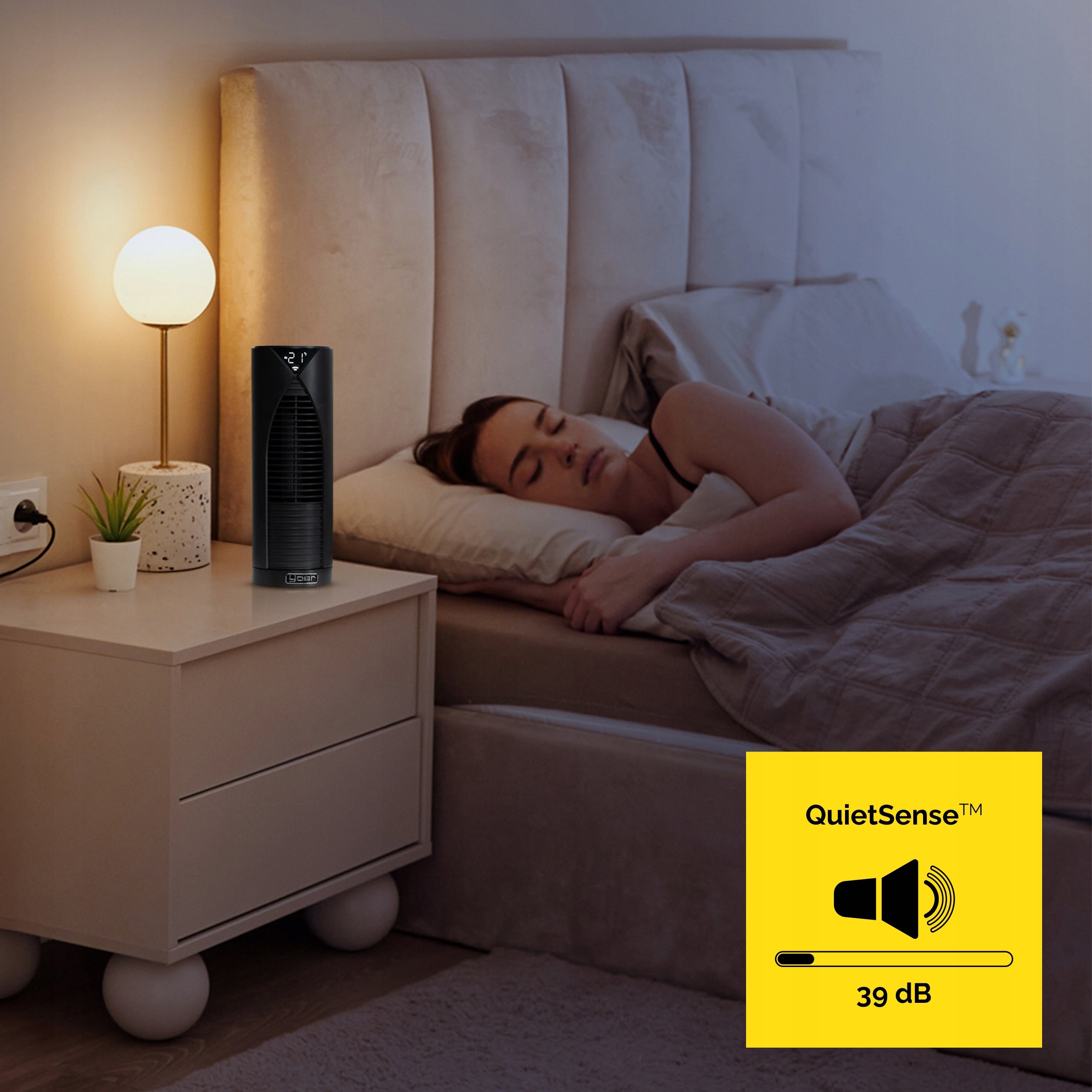 Standing Desk Column Fan Quiet 39 dB Yoer +AROMATHERAPY Brand Yoer