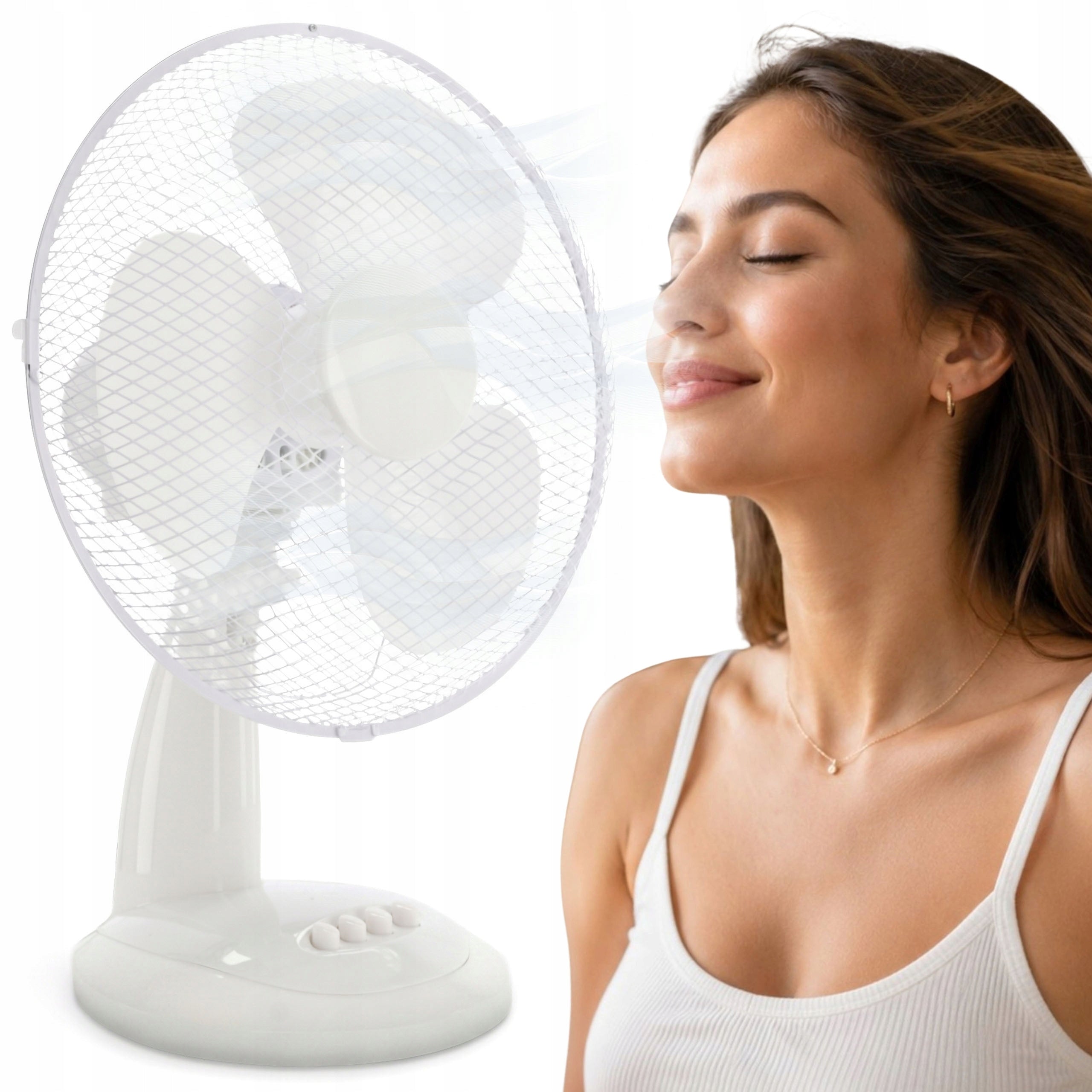 Standing FAN, Desk FAN ADJUSTABLE, QUIET STRONG, White