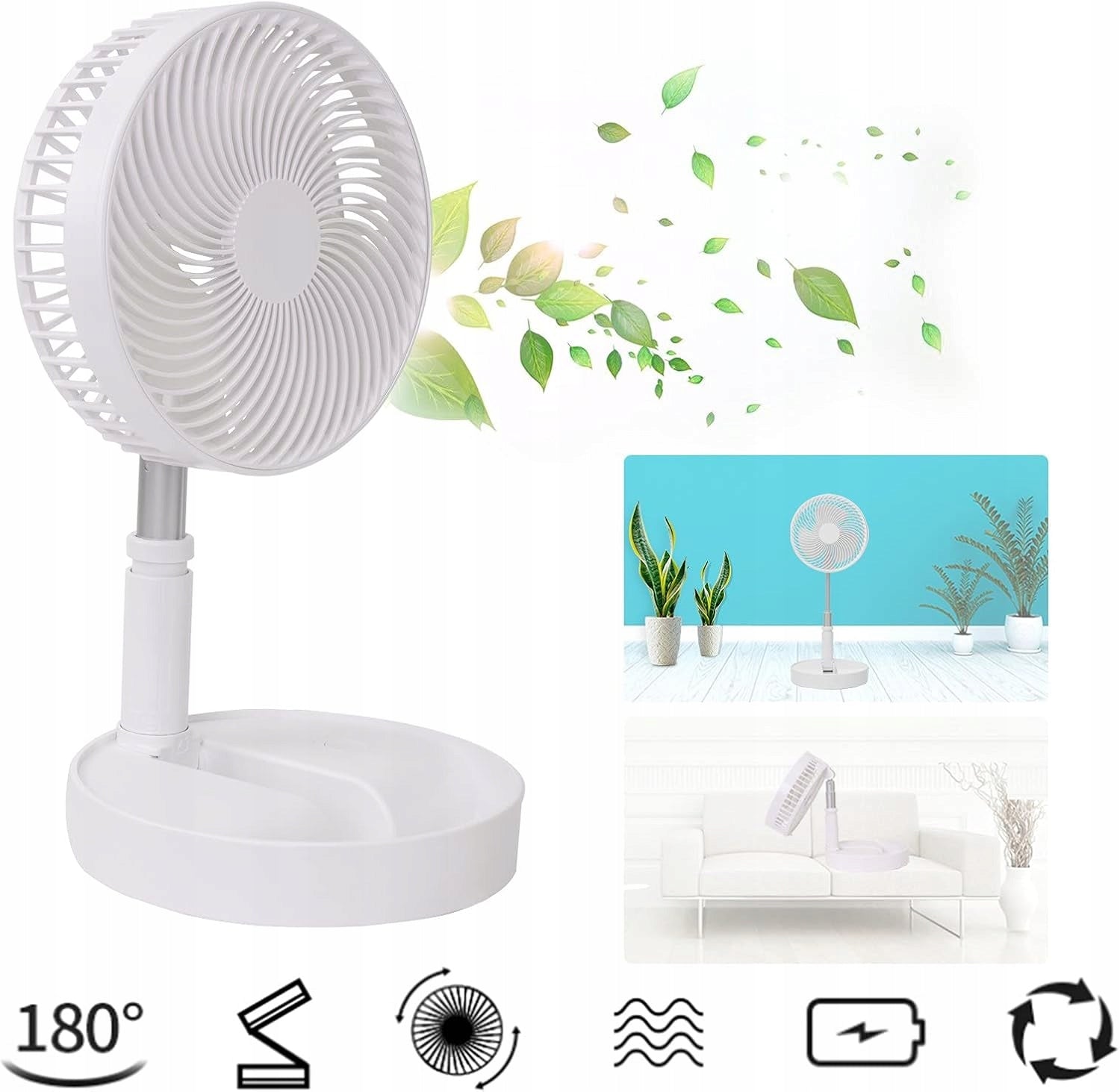 Standing Fan 3in1 Floor Fan Desk Wireless Portable Model Składany wentylator stołowy