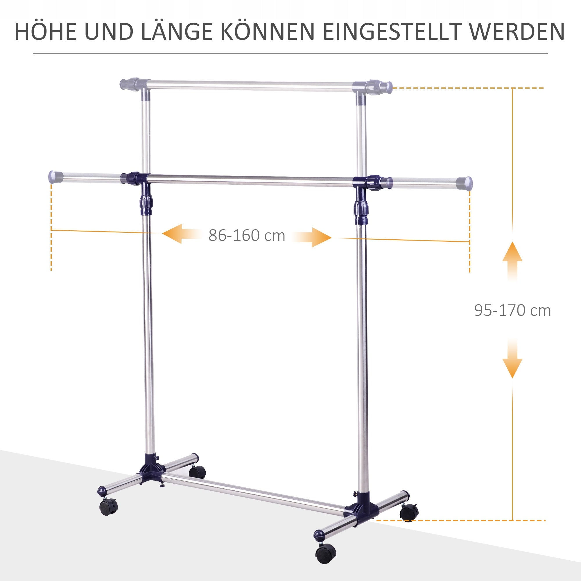 Standing Hanger: Adjustable, with Wheels, Mobile, for Coats Kind Portable