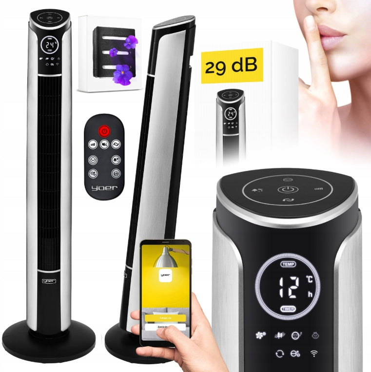 Standing column fan Silent 29dB Yoer 3D +10m range Ionization AROMA