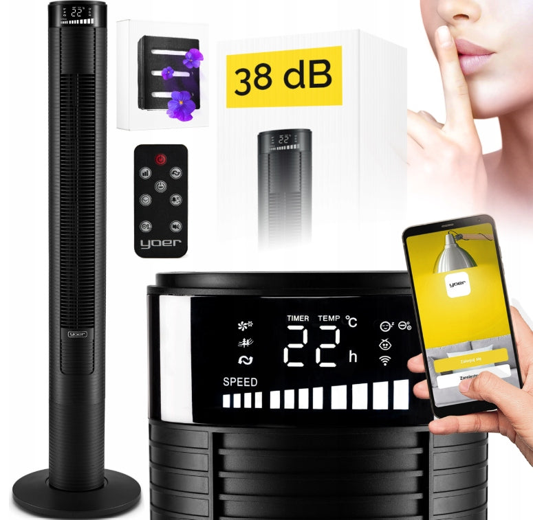 Standing column fan Silent Yoer +10m range 4 modes Ionization AROMA