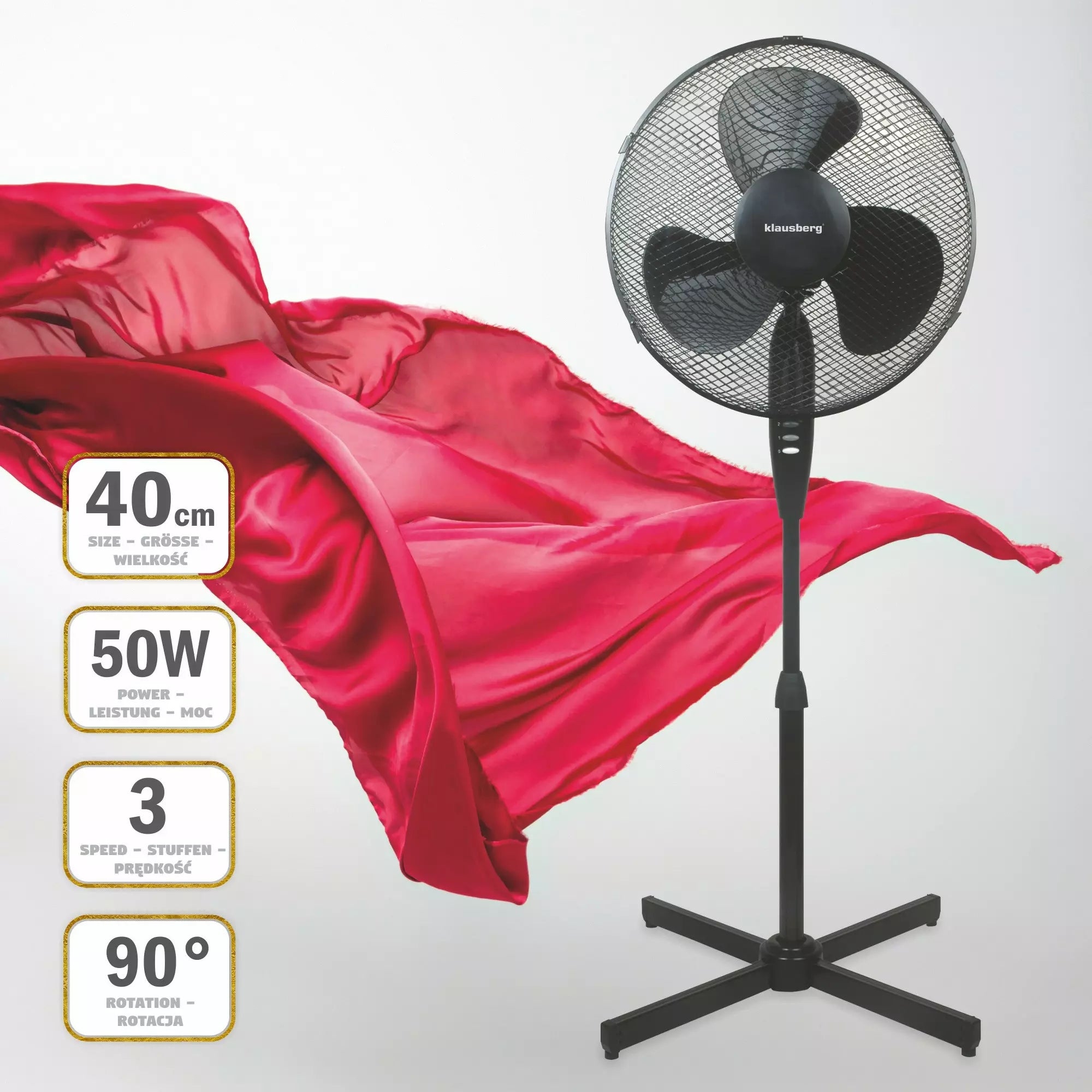 Standing fan, 50W,black Klausberg Product weight with unit packaging 4 kg
