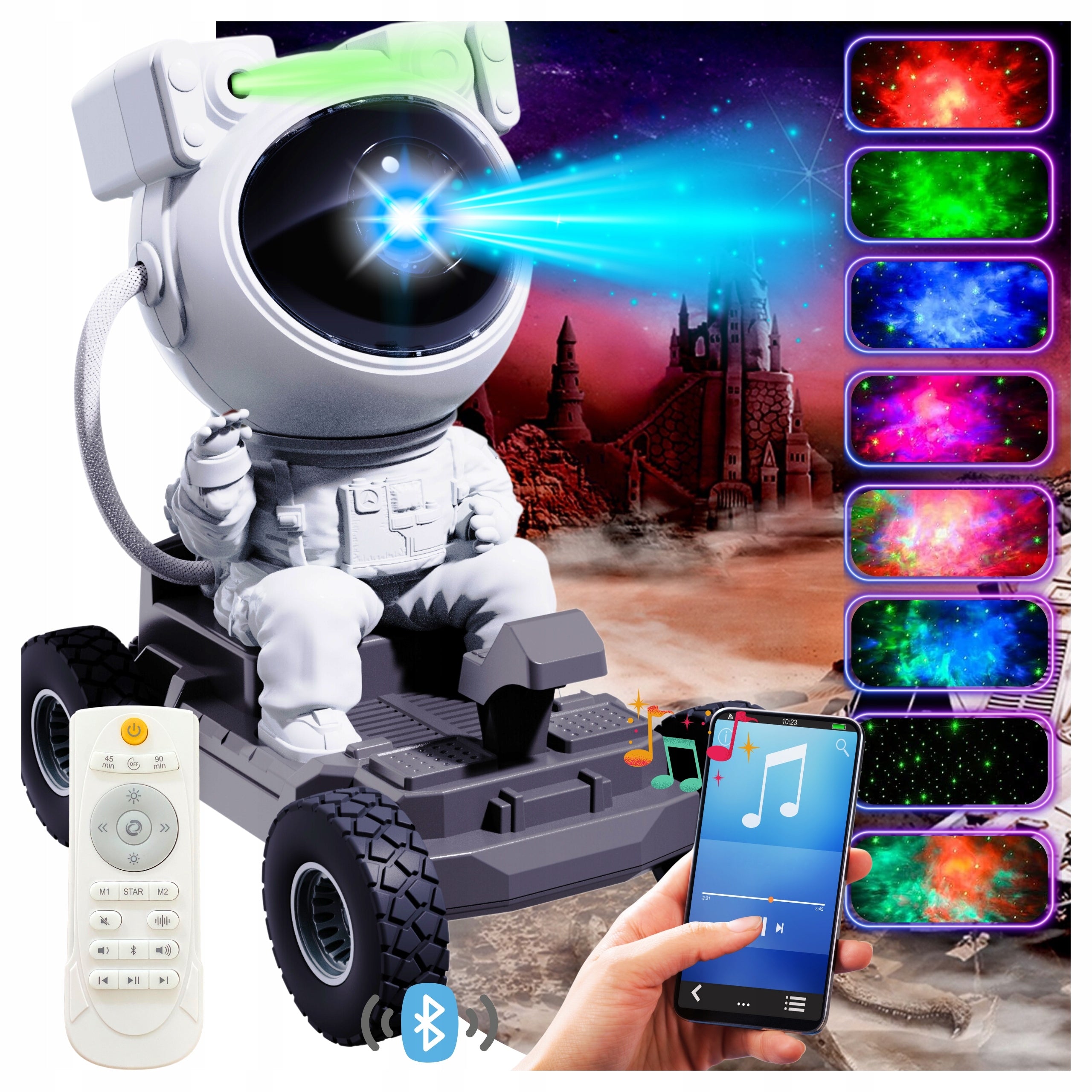 Star Projector Astronaut Lunar Driving Vehicle with 4in1 Speaker