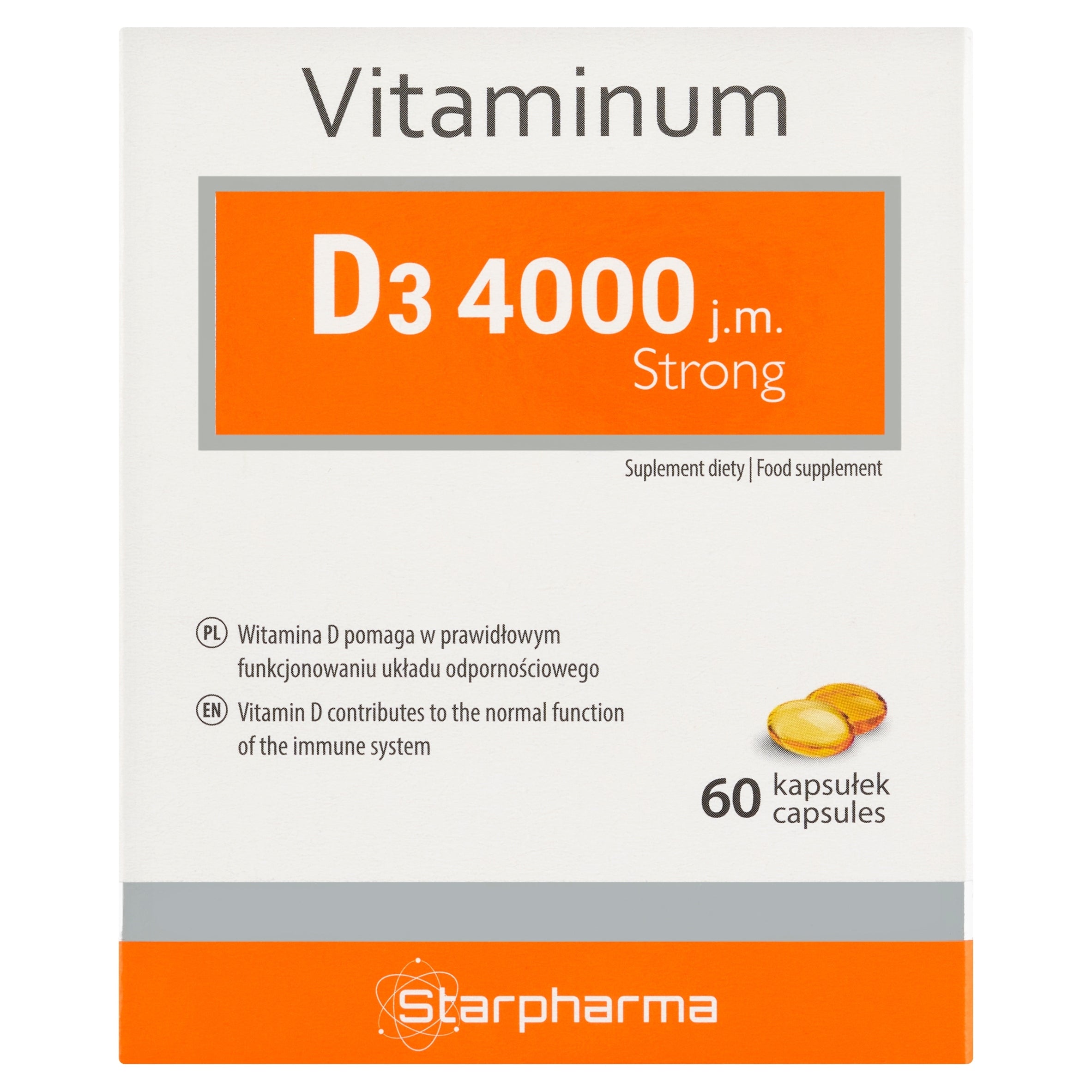 Starpharma Vitaminum D3 4000 IU Strong Vitamin D 60 capsules Manufacturer code 5902989931076
