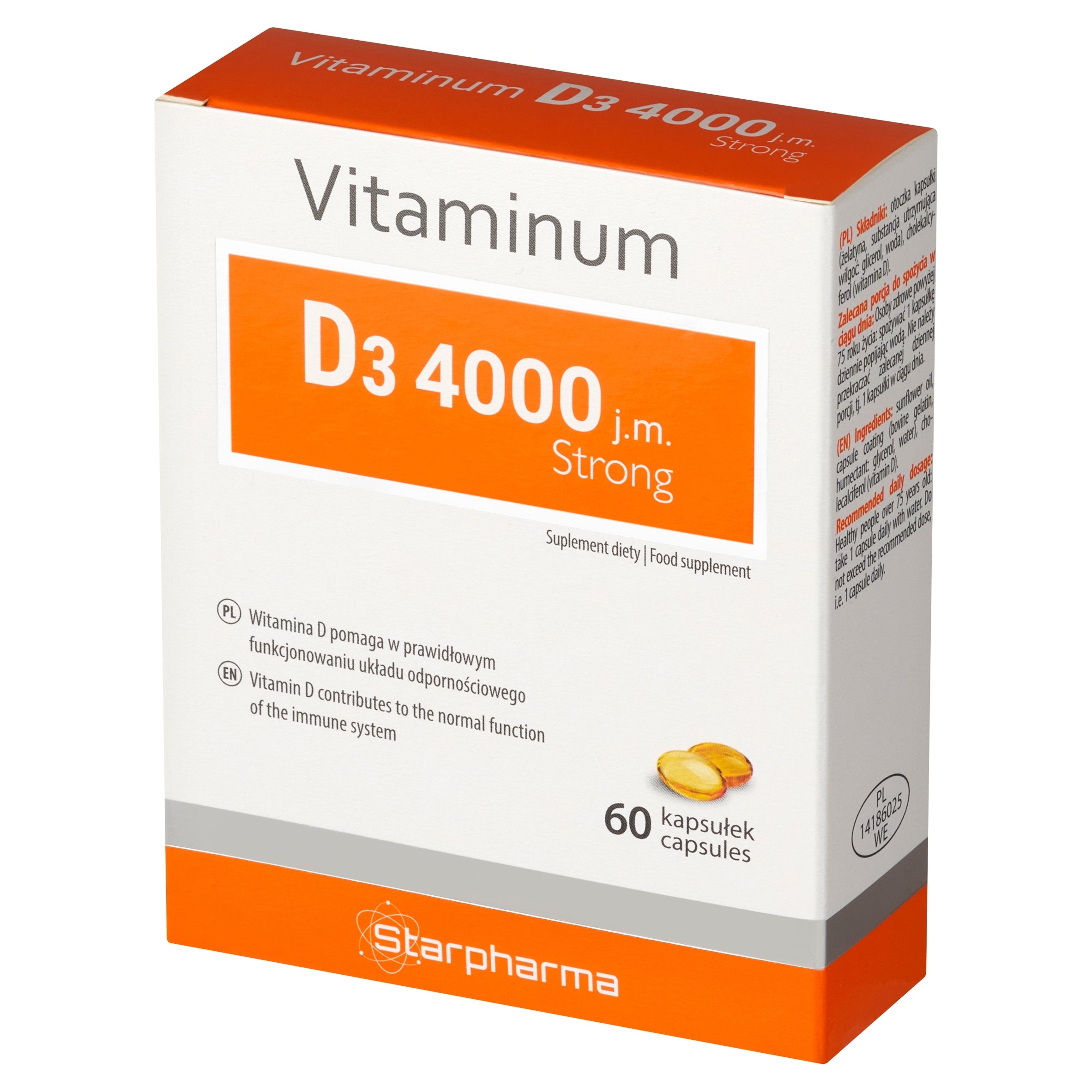 Starpharma Vitaminum D3 4000 IU Strong Vitamin D 60 capsules
