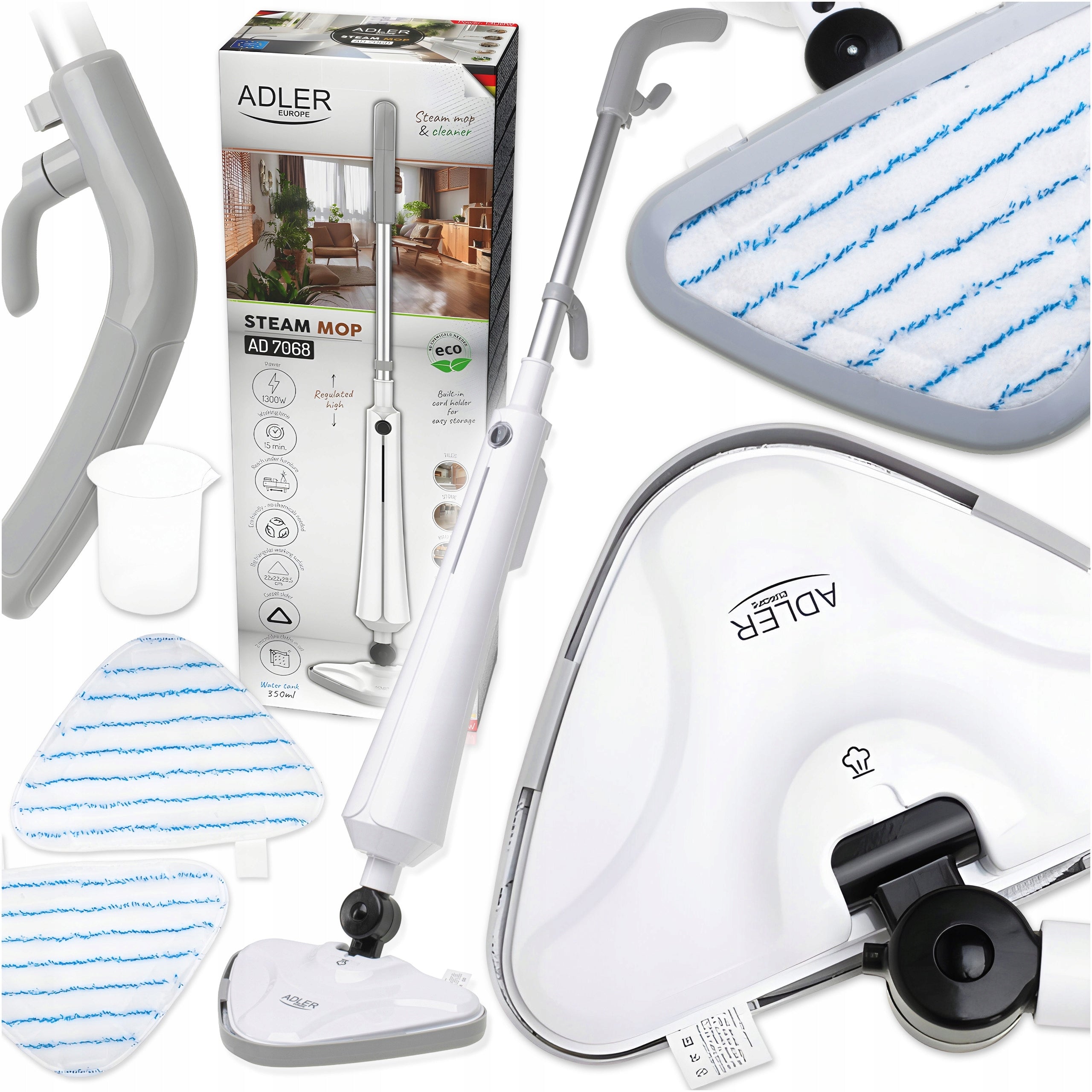 Steam Mop Steam Cleaning Eco-Friendly Carpet Cleaning Adler AD7068 1300W