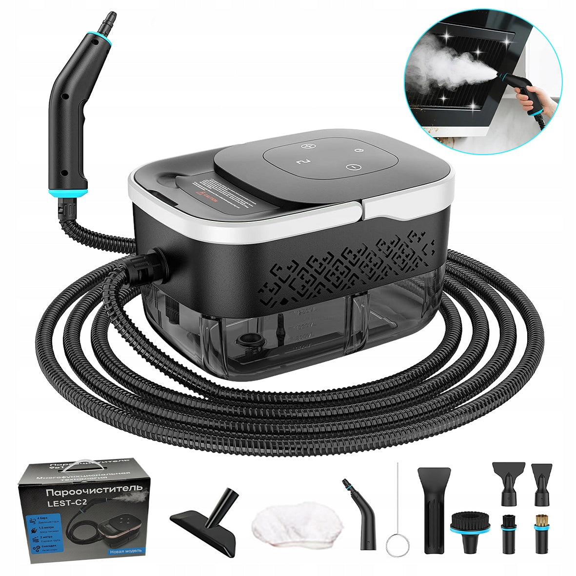 Steam Vacuum Cleaner 2500W Pressure Durable Handheld 10 Sockets
