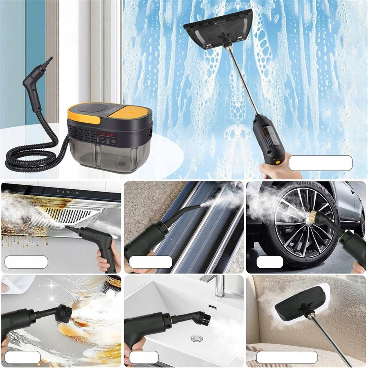 Steam cleaner 2500W with 1600ml tank and 3 degrees steam for cleaning Dominant color black