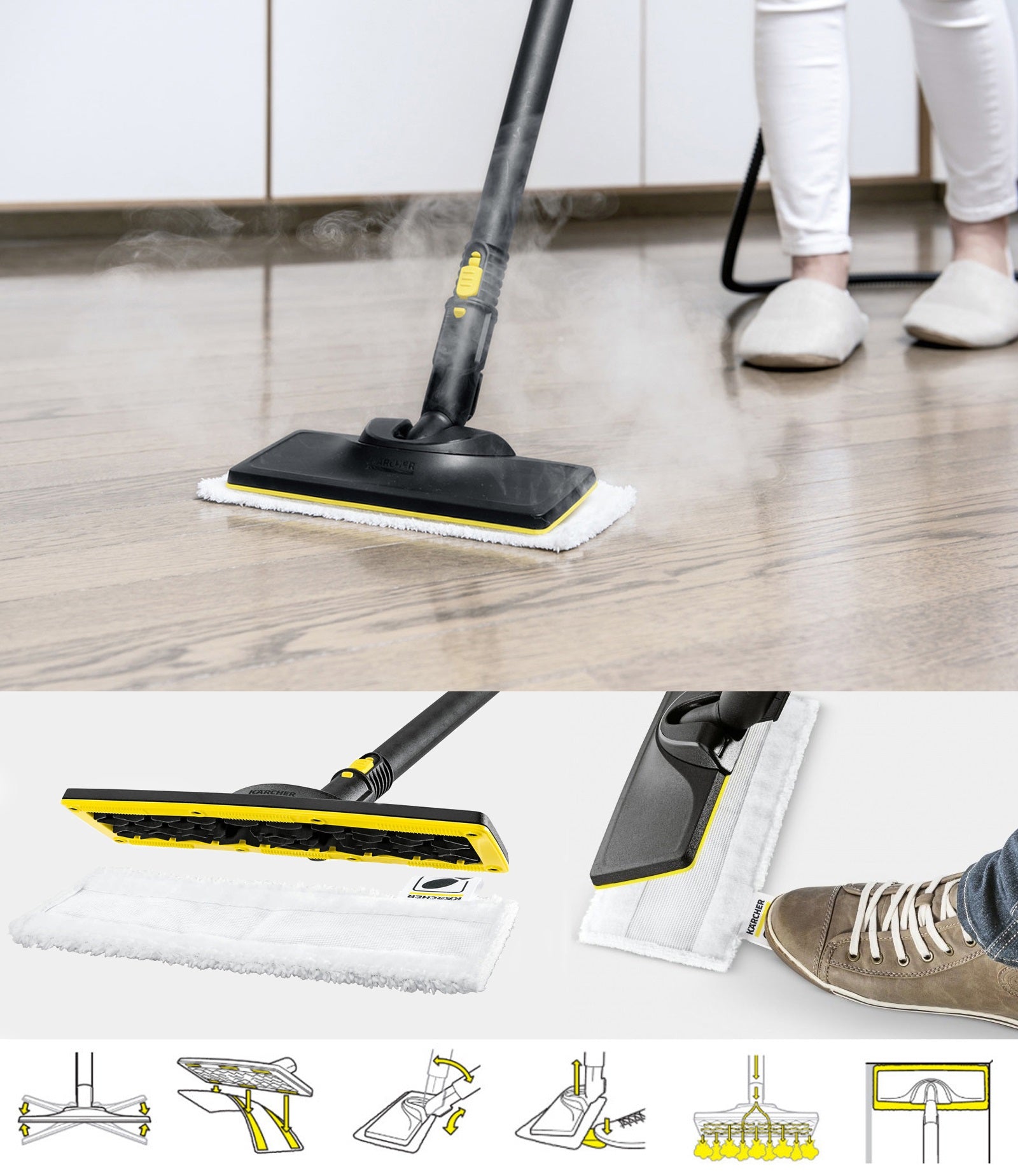 Steam cleaner Karcher SC 5 EasyFix Steamer set for clothes joints windows Dominant color yellow/gold