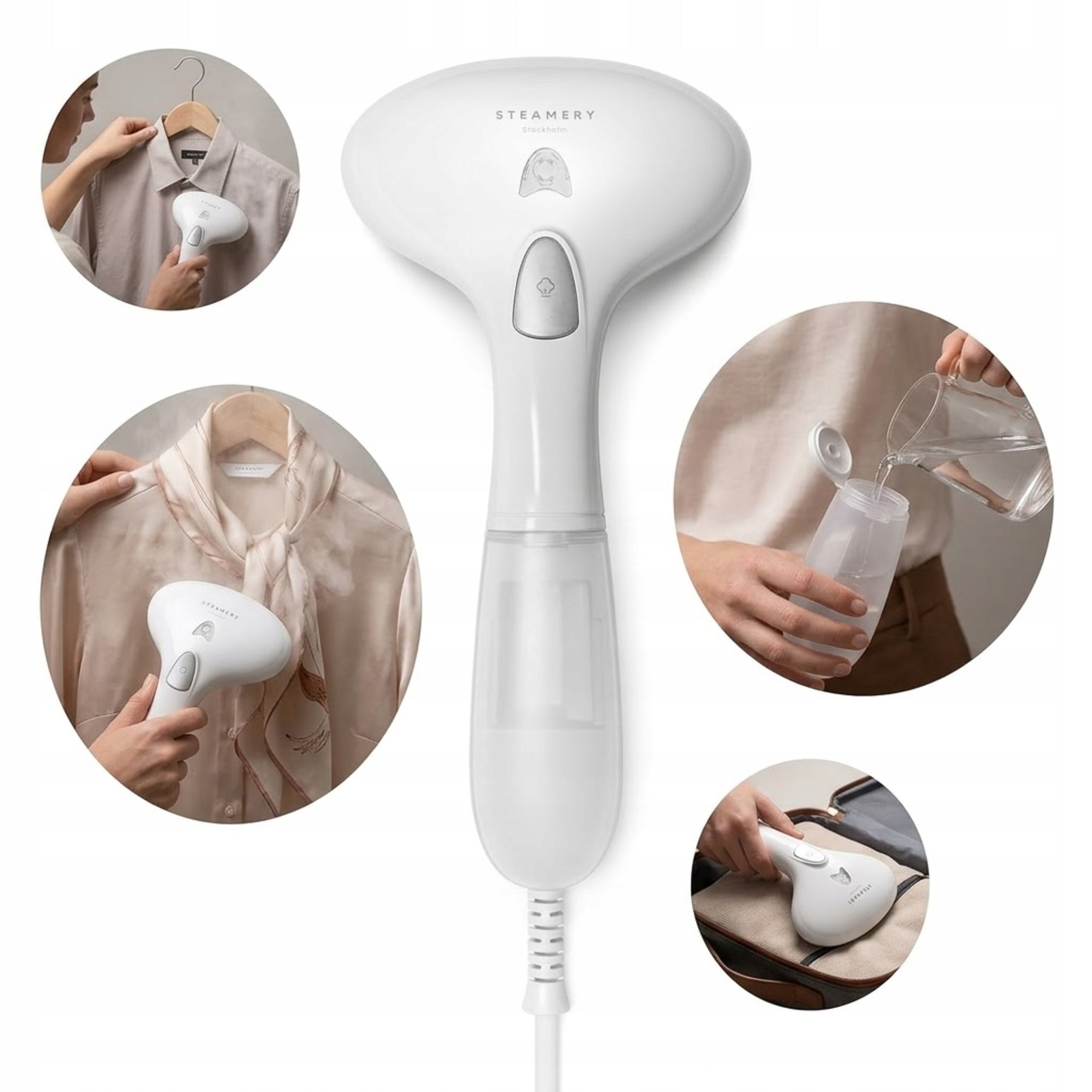Steamer For Clothing 1500W 90Ml Heating 30S White Hand Steamer Water tank capacity 90 ml