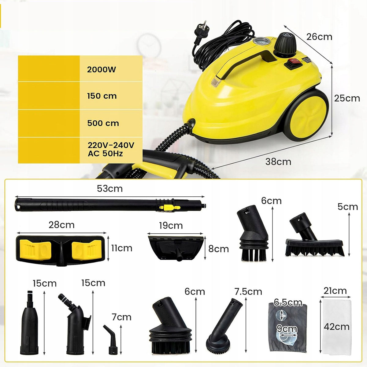 Steamer Steam Cleaner Steam Mop Pressure Cleaner SET XXL Brand no brand