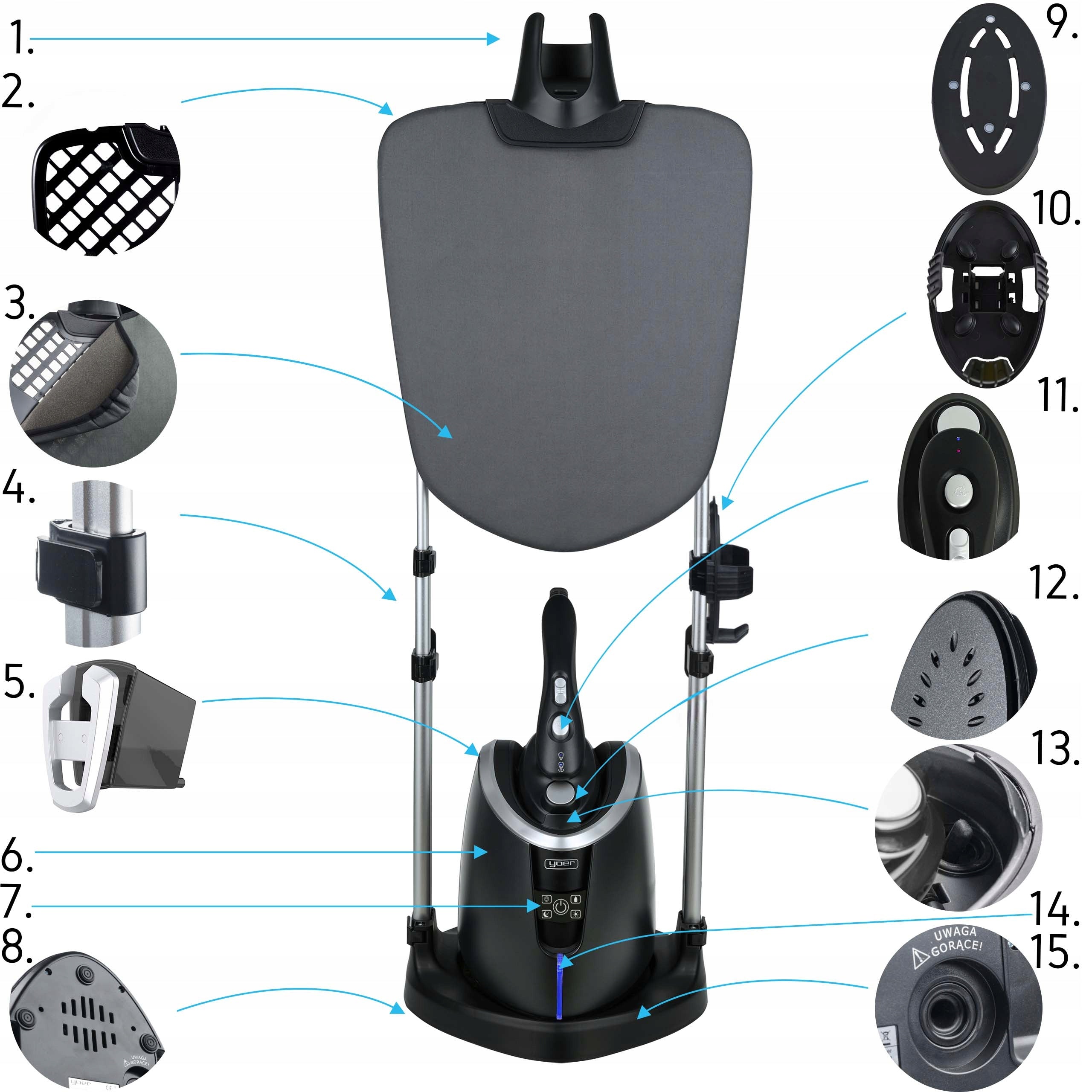 Steamer Yoer Iron + Board 2280W +30 minutes continuous steam Manufacturer code GS01BK