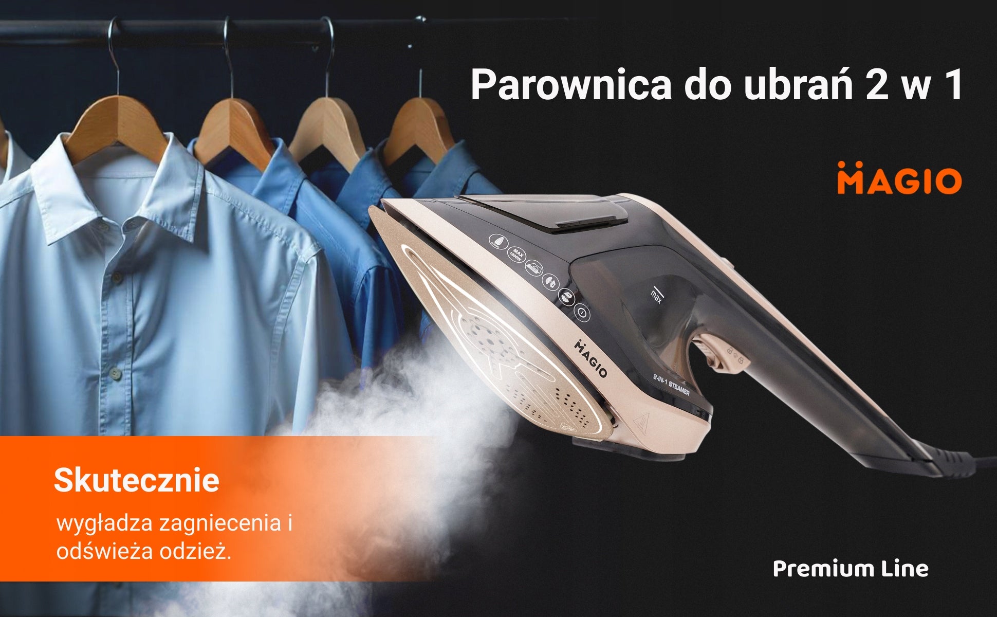 Steamer and Iron 2in1 MAGIO 1800W, LED, Adjustable steam, Steamer for clothes Brand MAGIO